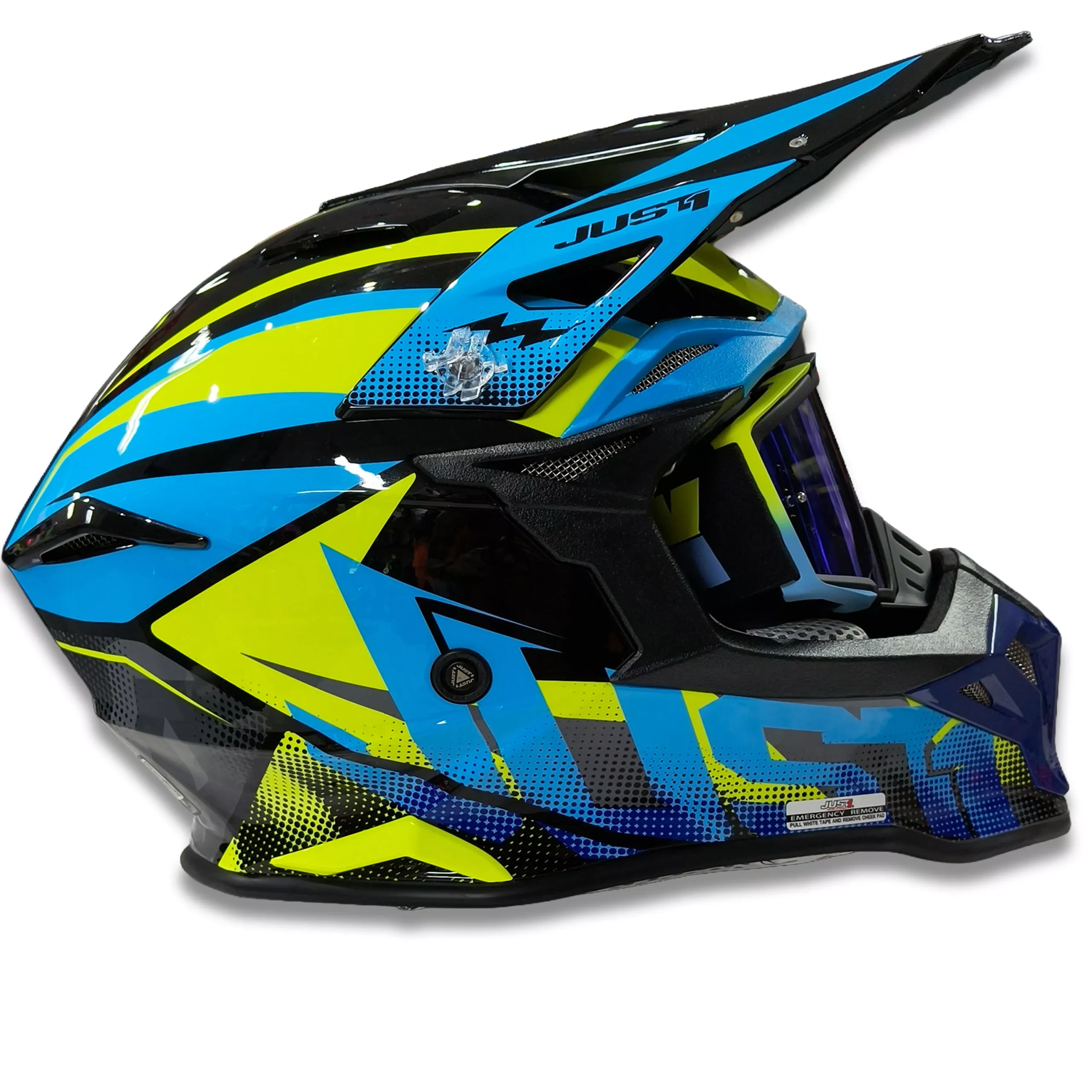 Casco Just1 Revo J39 + Antiparra - Azul/Fluor/Negro Brillo - Imagen 4