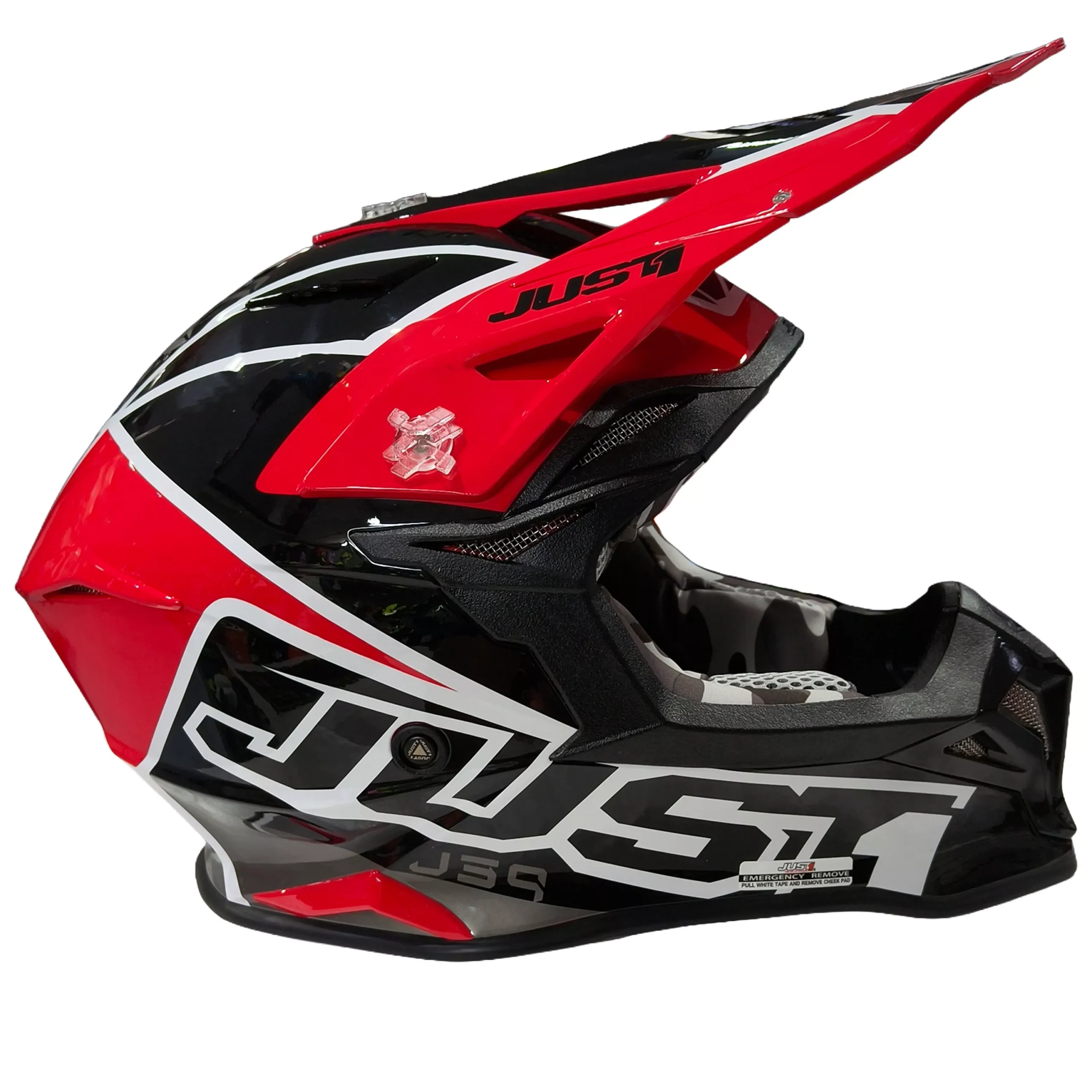 Casco Just1 Thruster J39 + Antiparra - Negro/Blanco/Rojo Brillo - Imagen 7