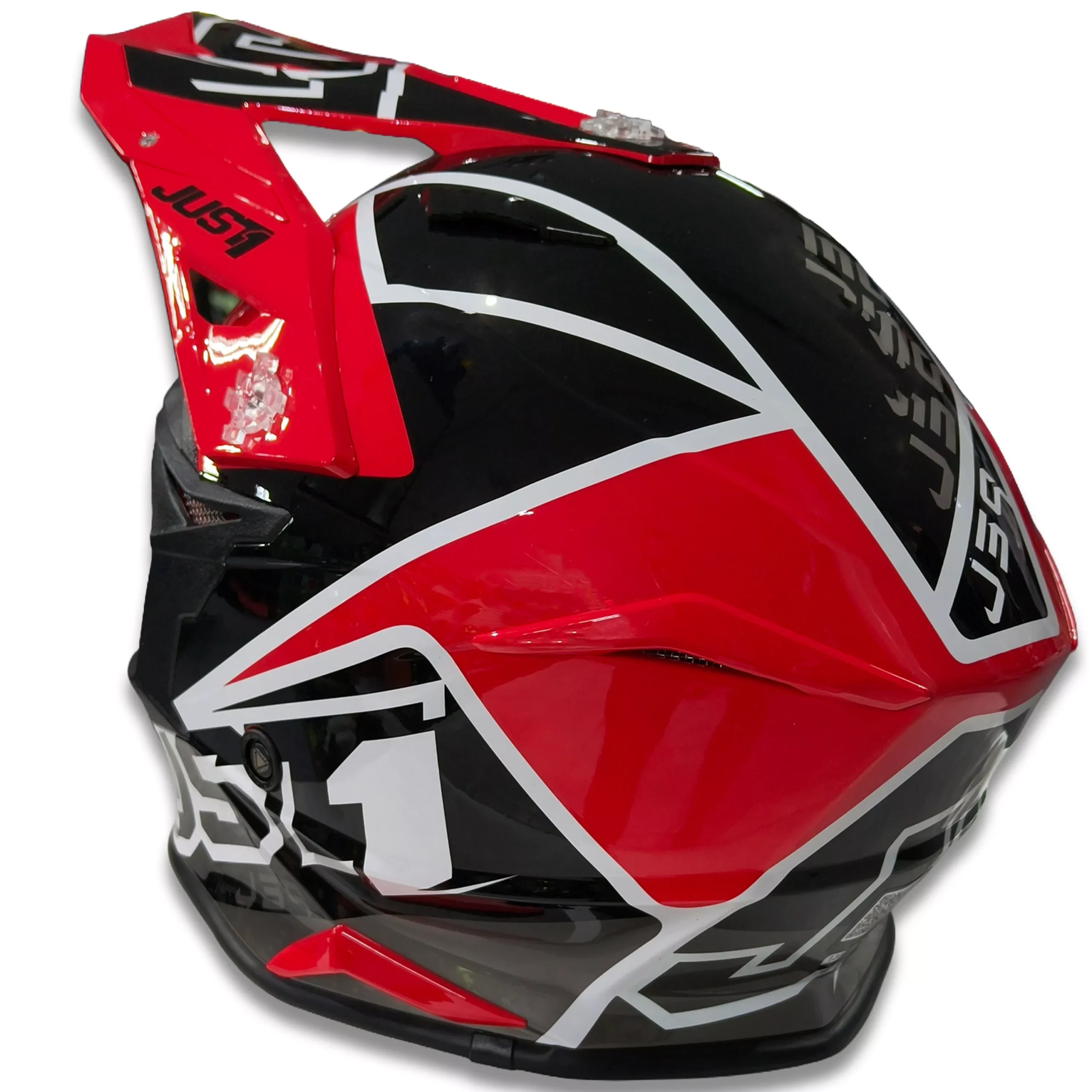 Casco Just1 Thruster J39 + Antiparra - Negro/Blanco/Rojo Brillo - Imagen 5