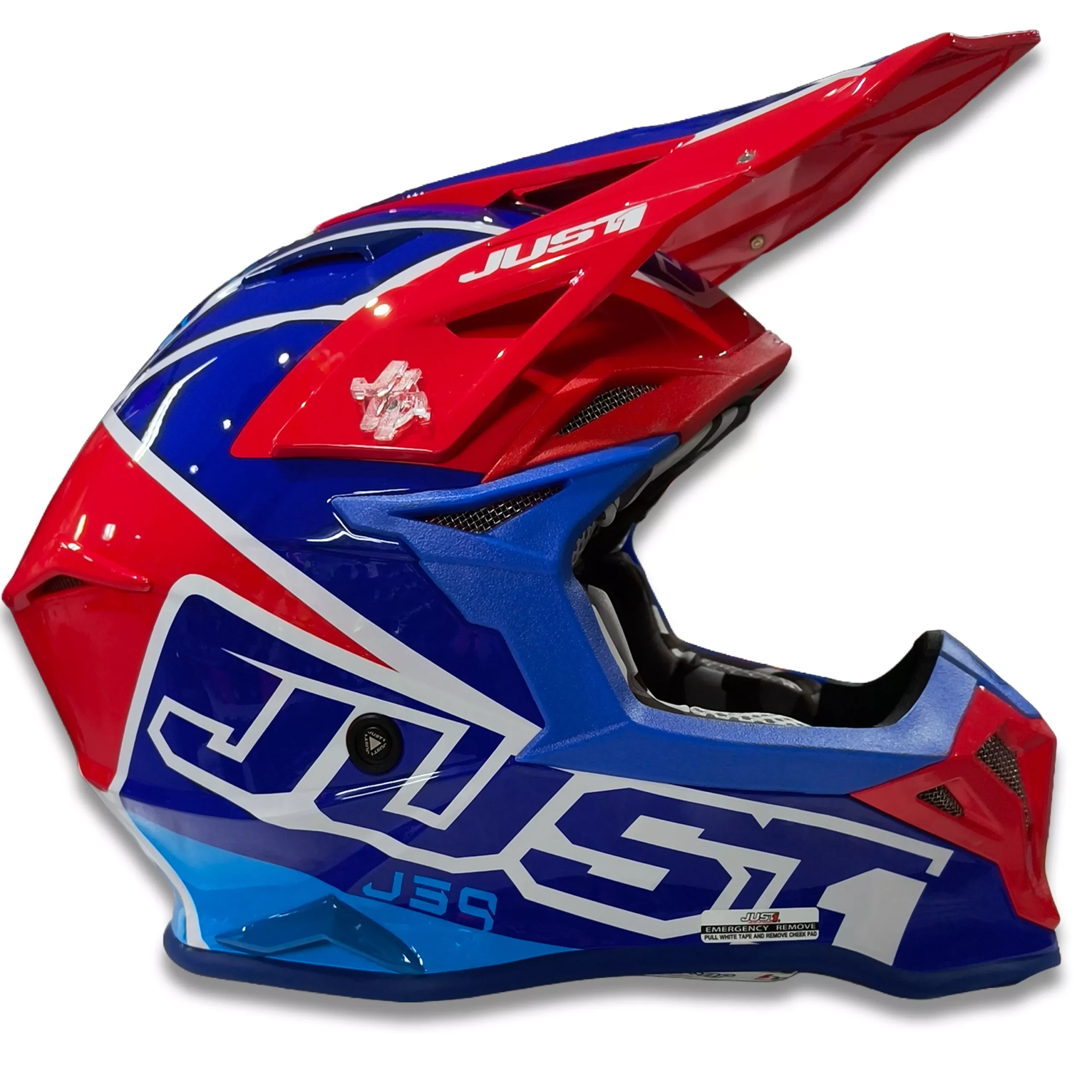 Casco Just1 Thruster J39 + Antiparra - Azul/Blanco/Rojo Brillo - Imagen 4