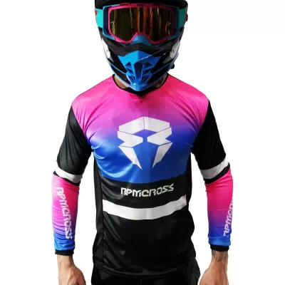 Remera Jersey RPM Cross Mix 2.0 Negra/Rosa