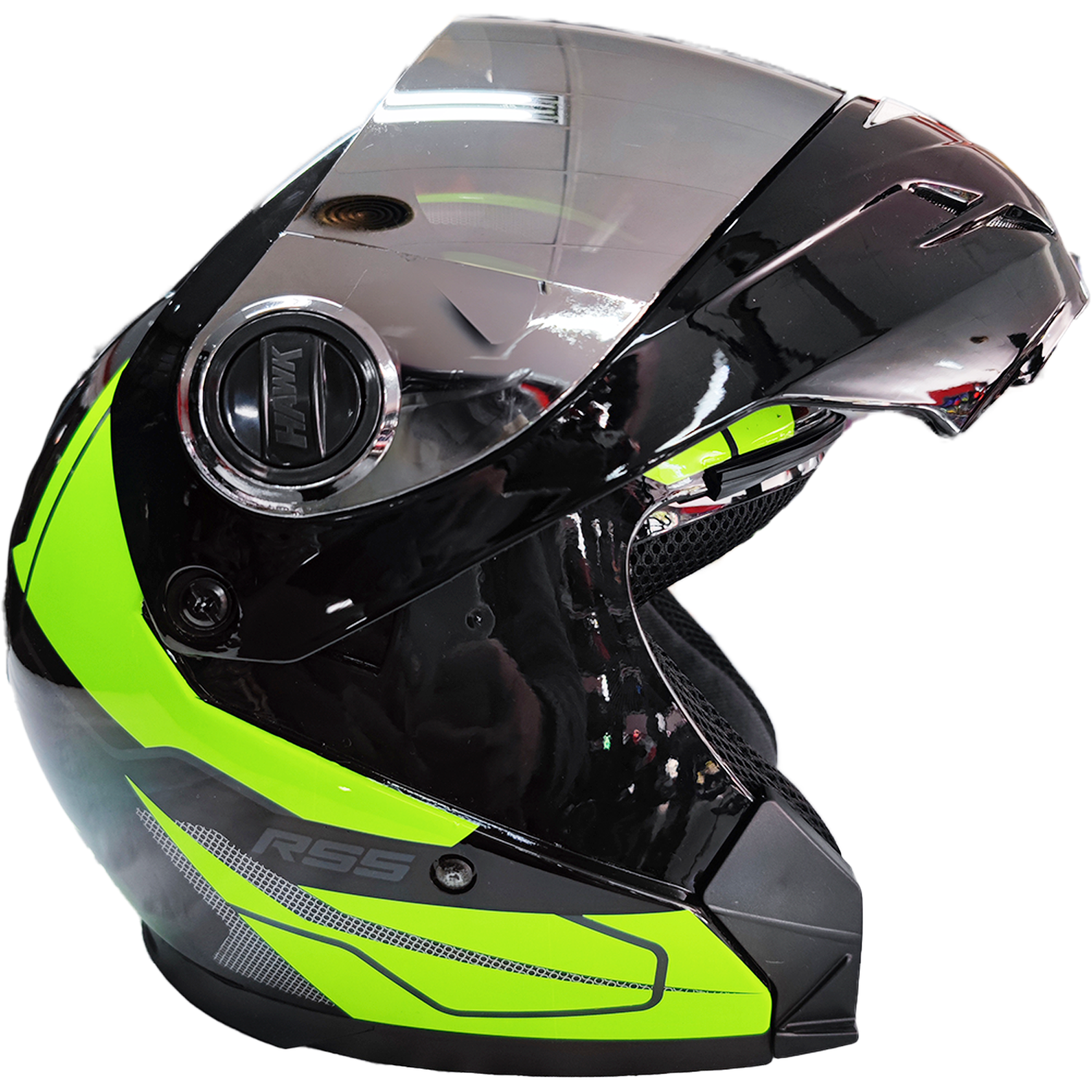 Casco Rebatible Hawk RS5 Vector Resistance Verde Fluo - Imagen 2