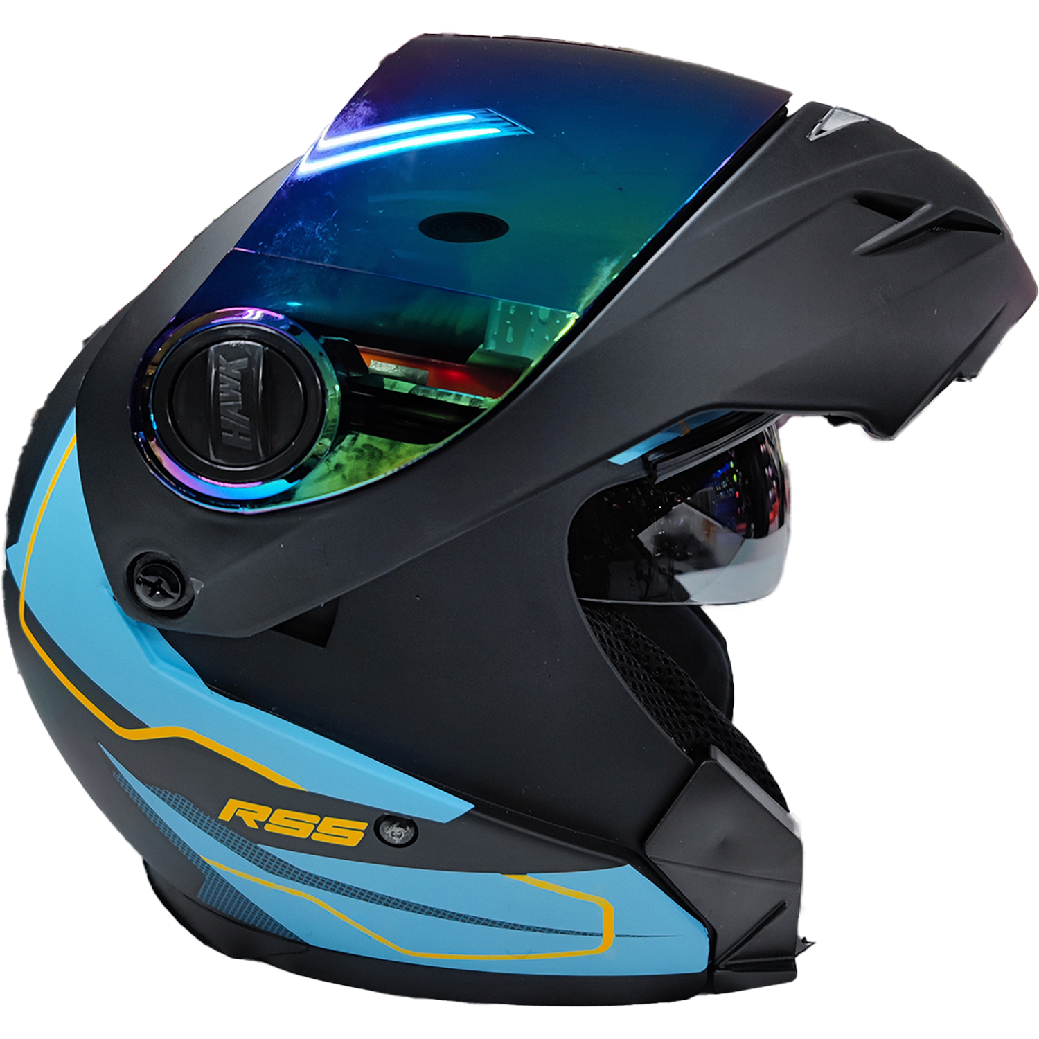 Casco Rebatible Hawk RS5 Vector Resistance Celeste Mate