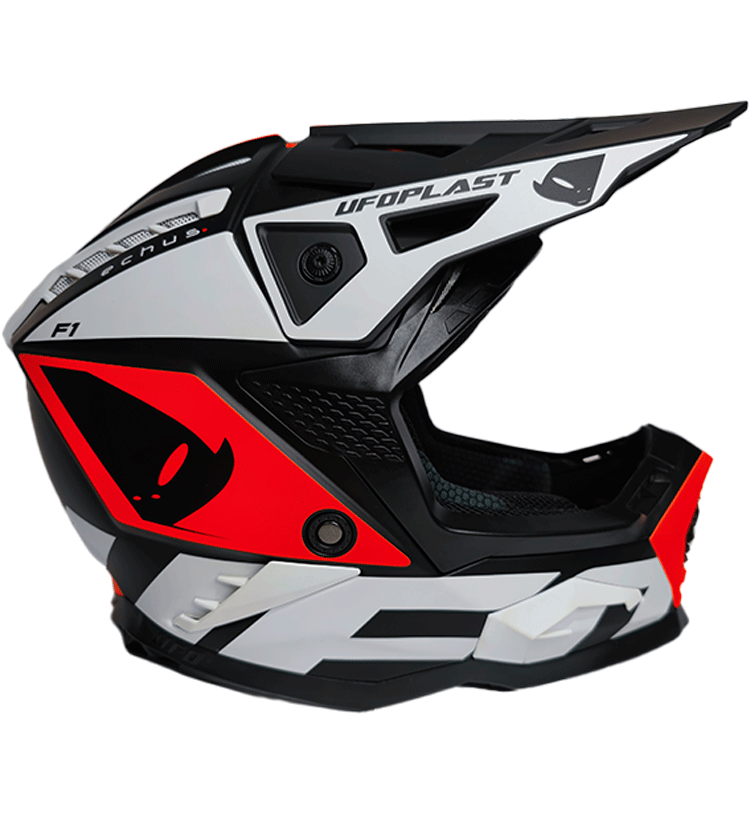 Casco Ufo Echus Negro Naranja y Blanco Mate