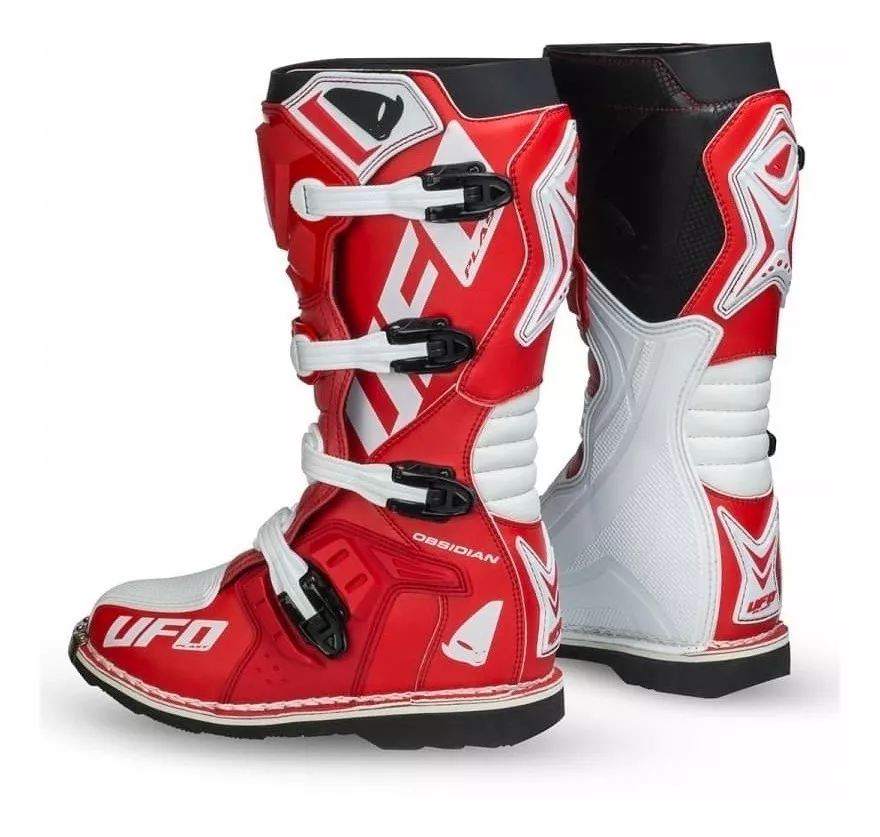 Botas Motocross Ufo Obsidian - Red and White - Imagen 2