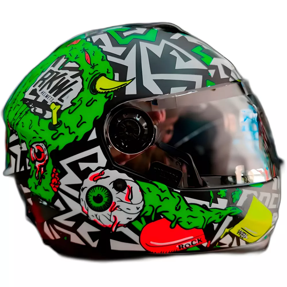 Casco Rockwell Zombie 929 Blanco Verde Fluo