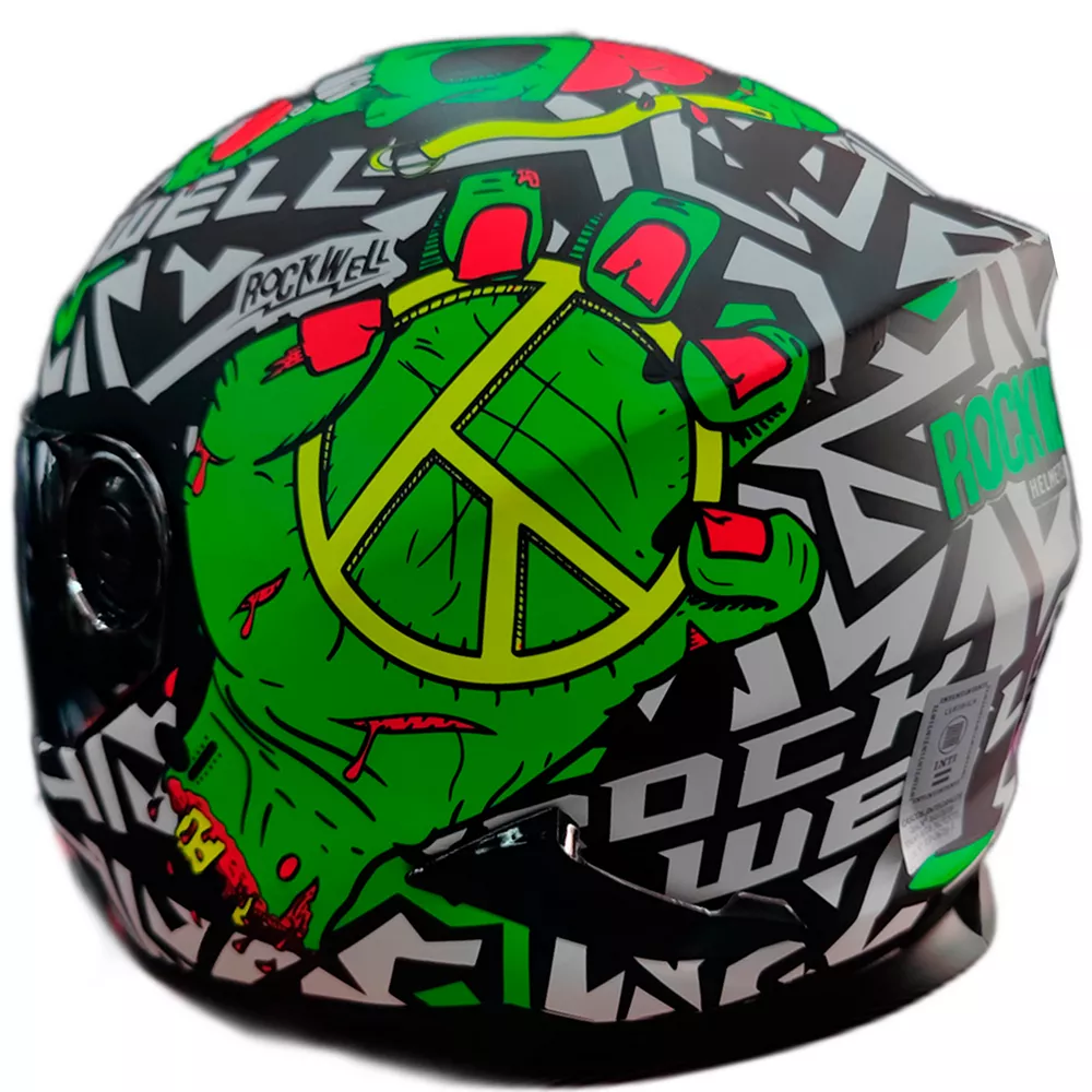 Casco Rockwell Zombie 929 Blanco Verde Fluo - Imagen 3