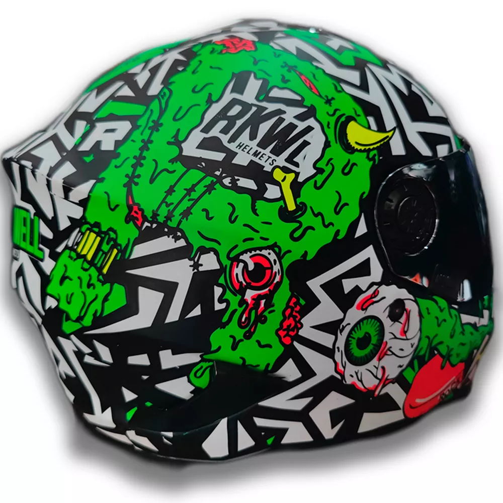 Casco Rockwell Zombie 929 Blanco Verde Fluo - Imagen 4