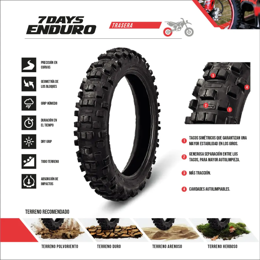Cubierta Borilli Trasera 7 Days ENDURO 140/80-18