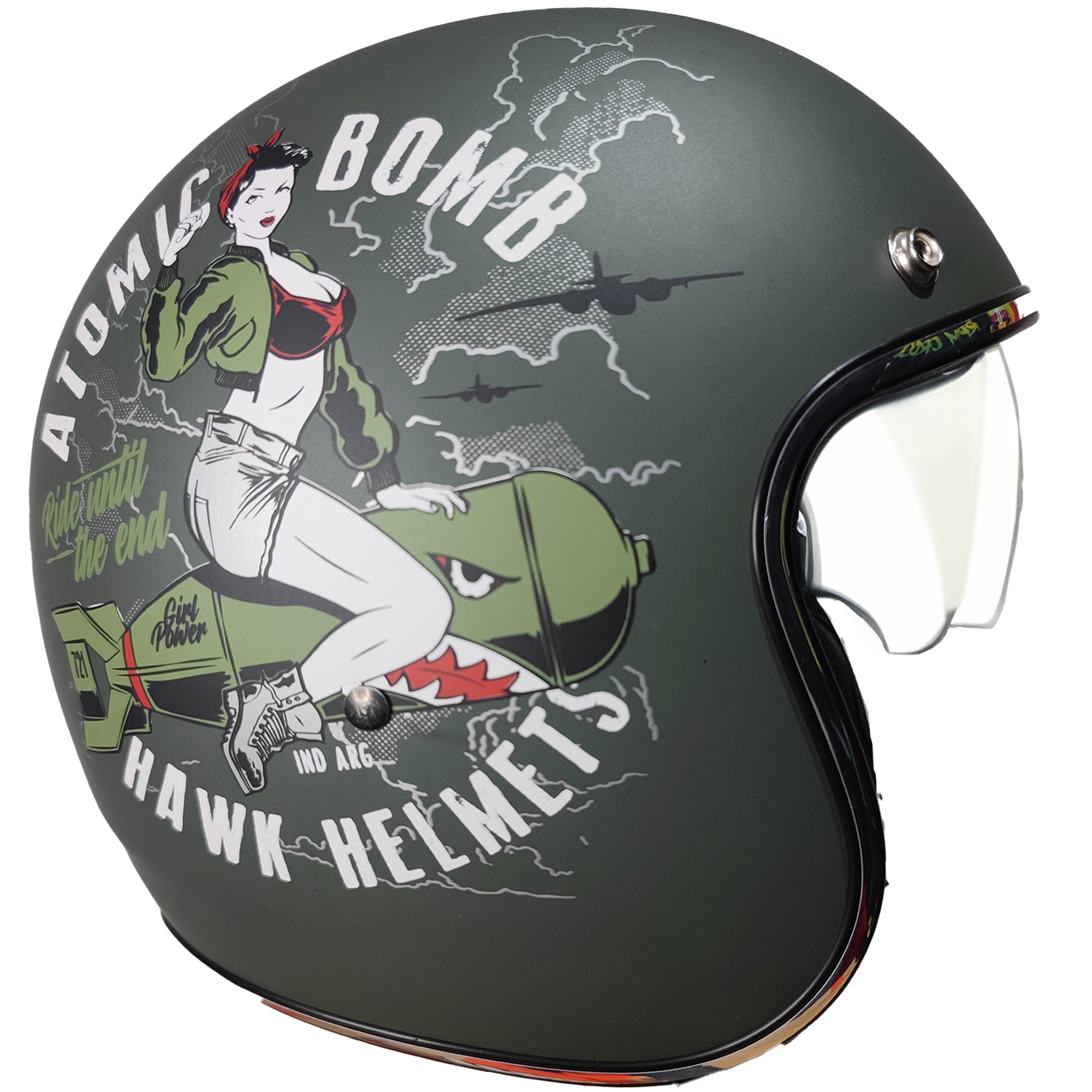 Casco Hawk 721 Atomic Bomb verde militar - Imagen 2