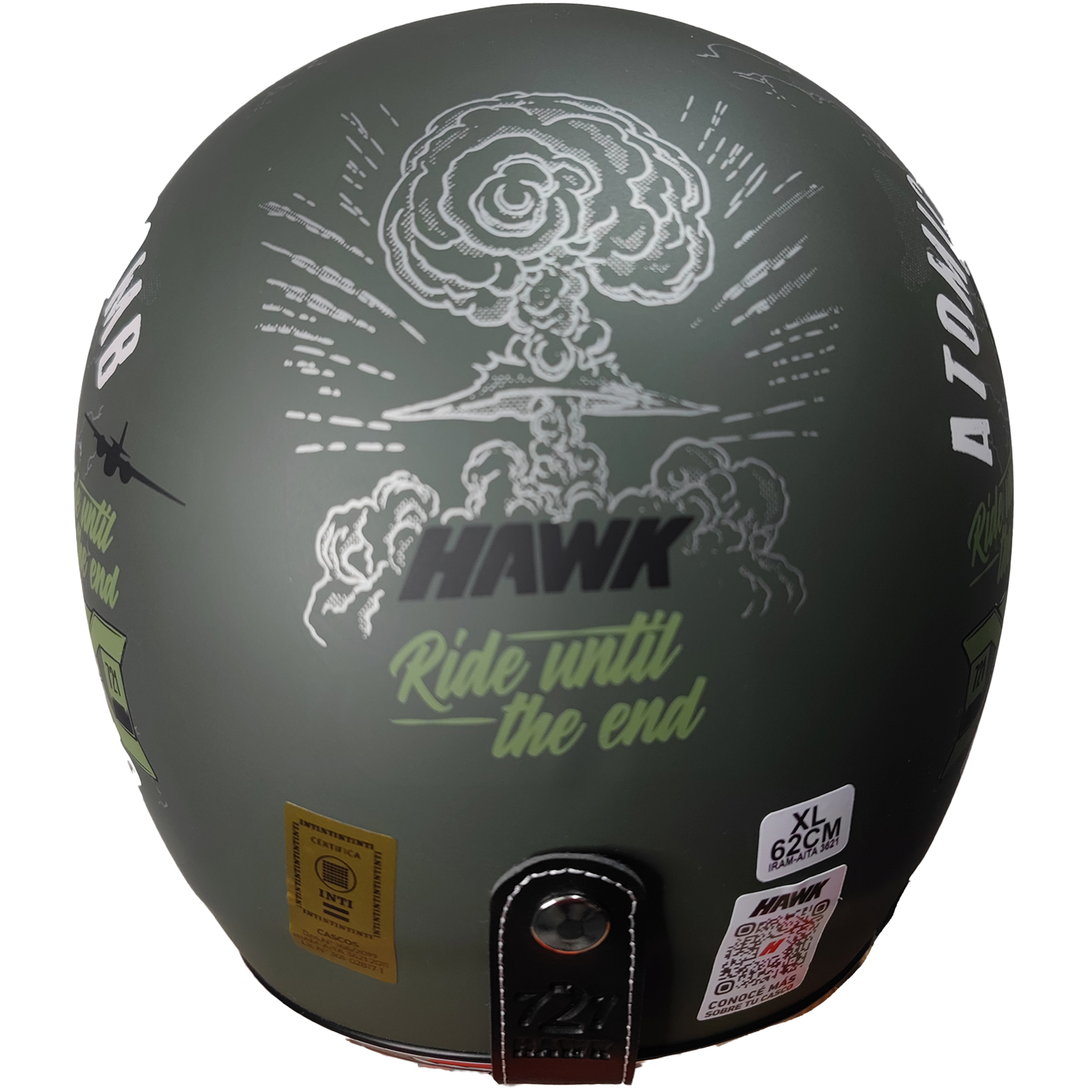 Casco Hawk 721 Atomic Bomb verde militar - Imagen 4
