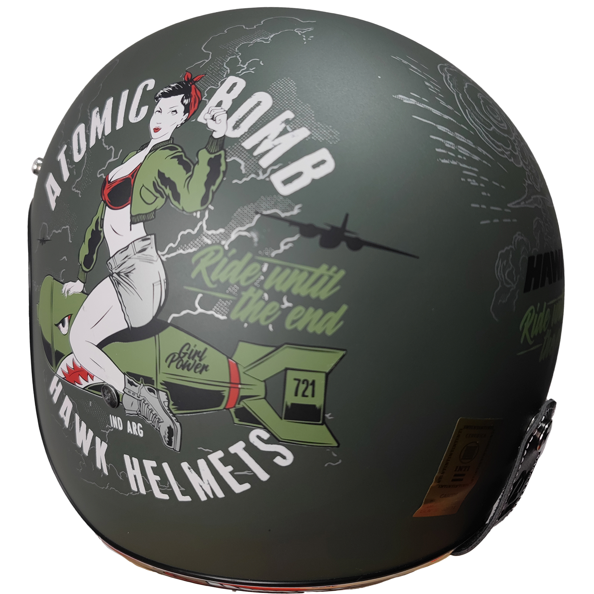 Casco Hawk 721 Atomic Bomb verde militar - Imagen 3