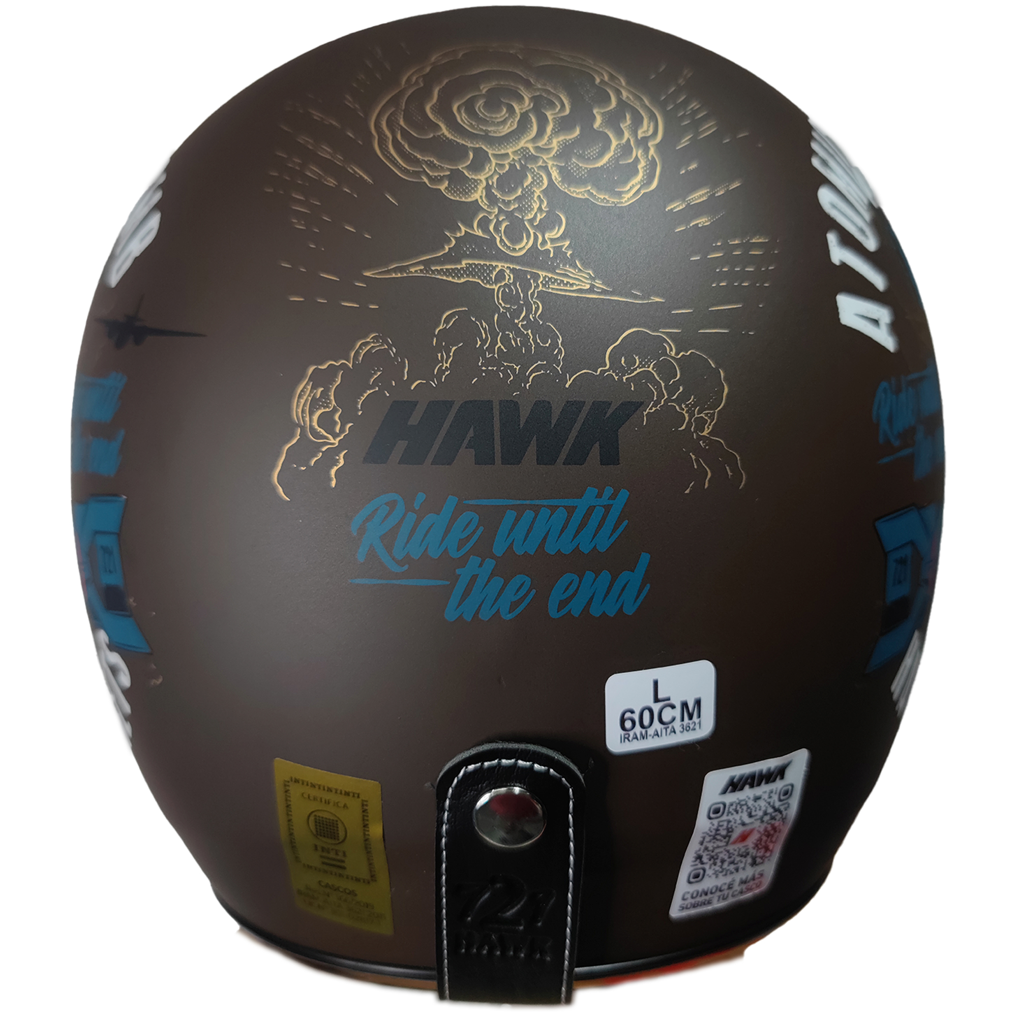 Casco Hawk 721 Atomic Bomb Marron/Azul Mate - Imagen 4
