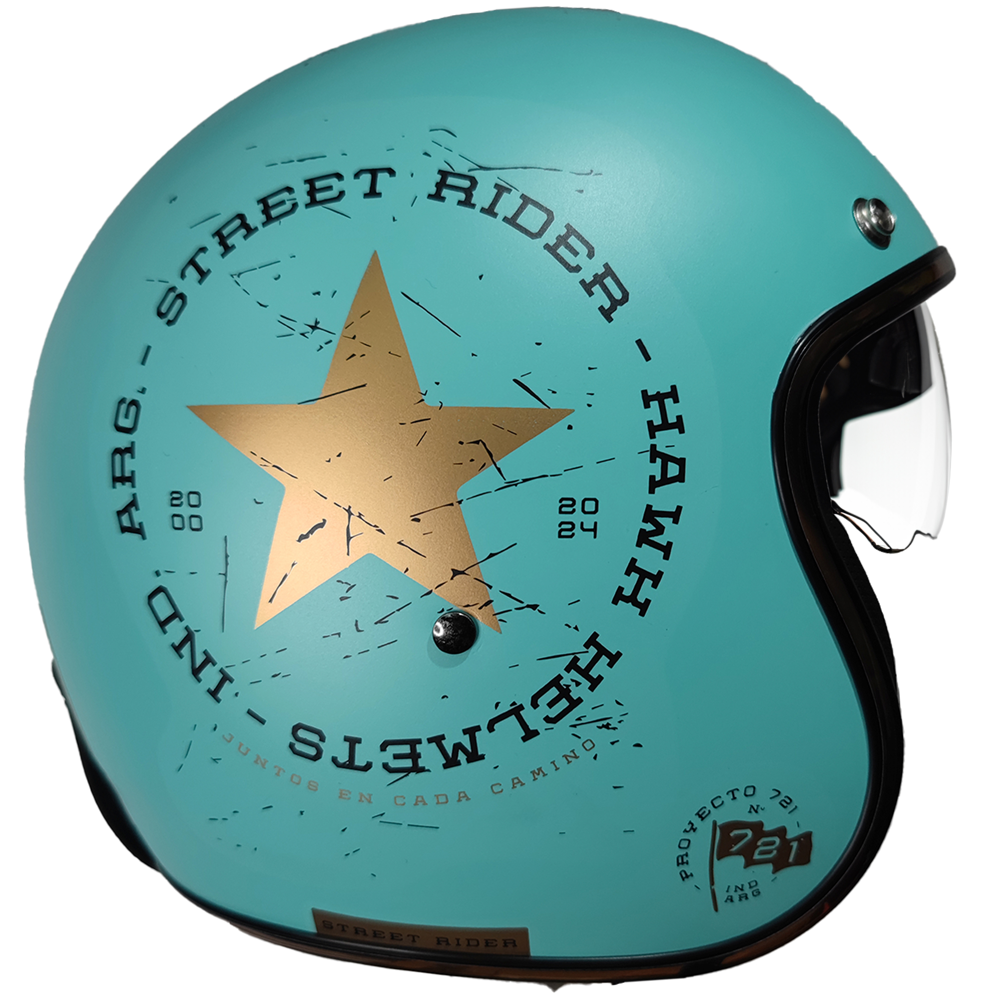 Casco Hawk 721 Street Rider Celeste/Dorado