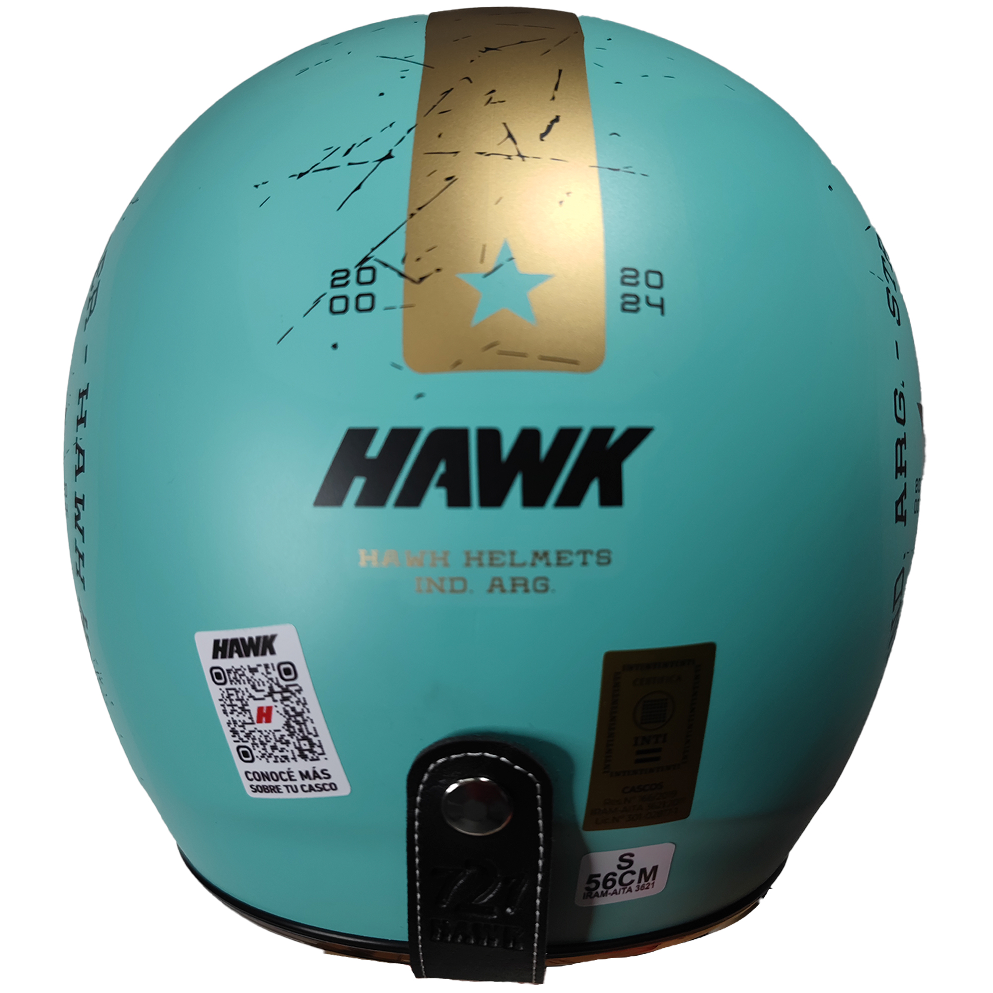 Casco Hawk 721 Street Rider Celeste/Dorado - Imagen 4