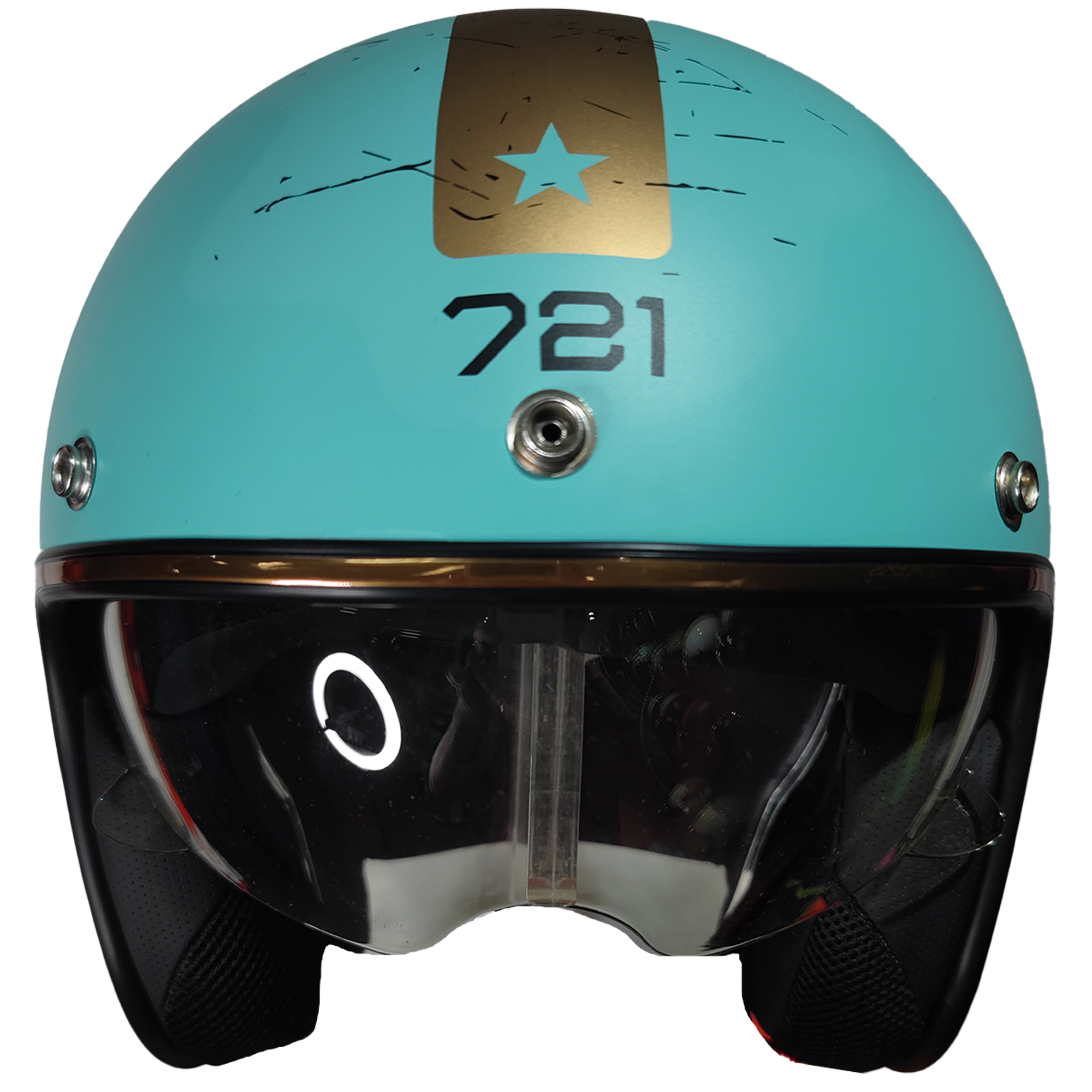 Casco Hawk 721 Street Rider Celeste/Dorado - Imagen 2