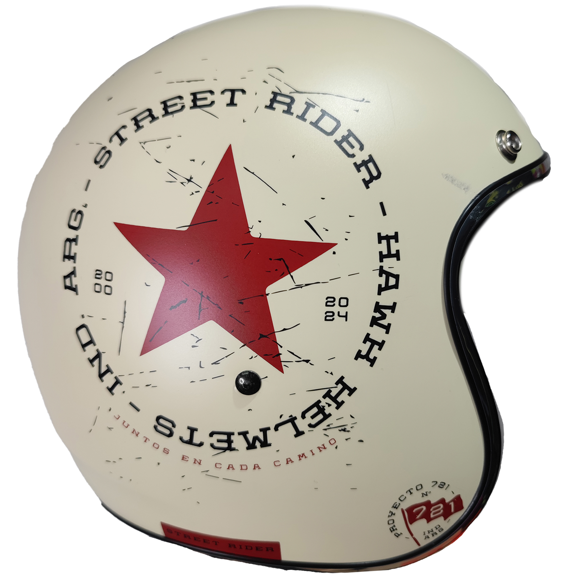 Casco Hawk 721 Street Rider Vainilla/Rojo Mate