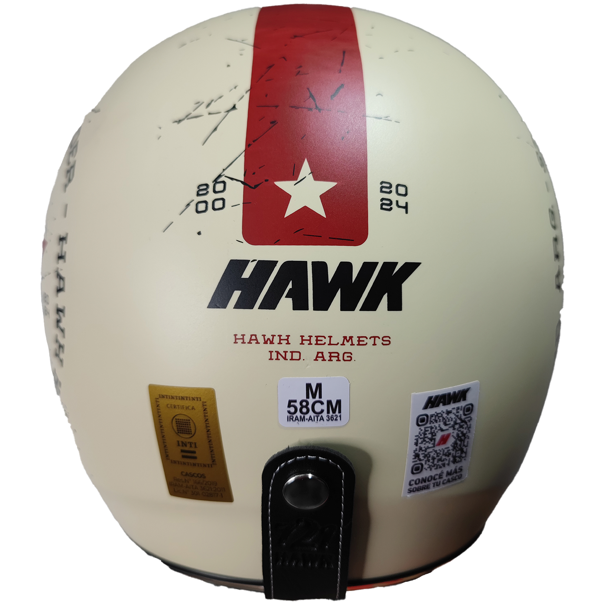 Casco Hawk 721 Street Rider Vainilla/Rojo Mate - Imagen 4