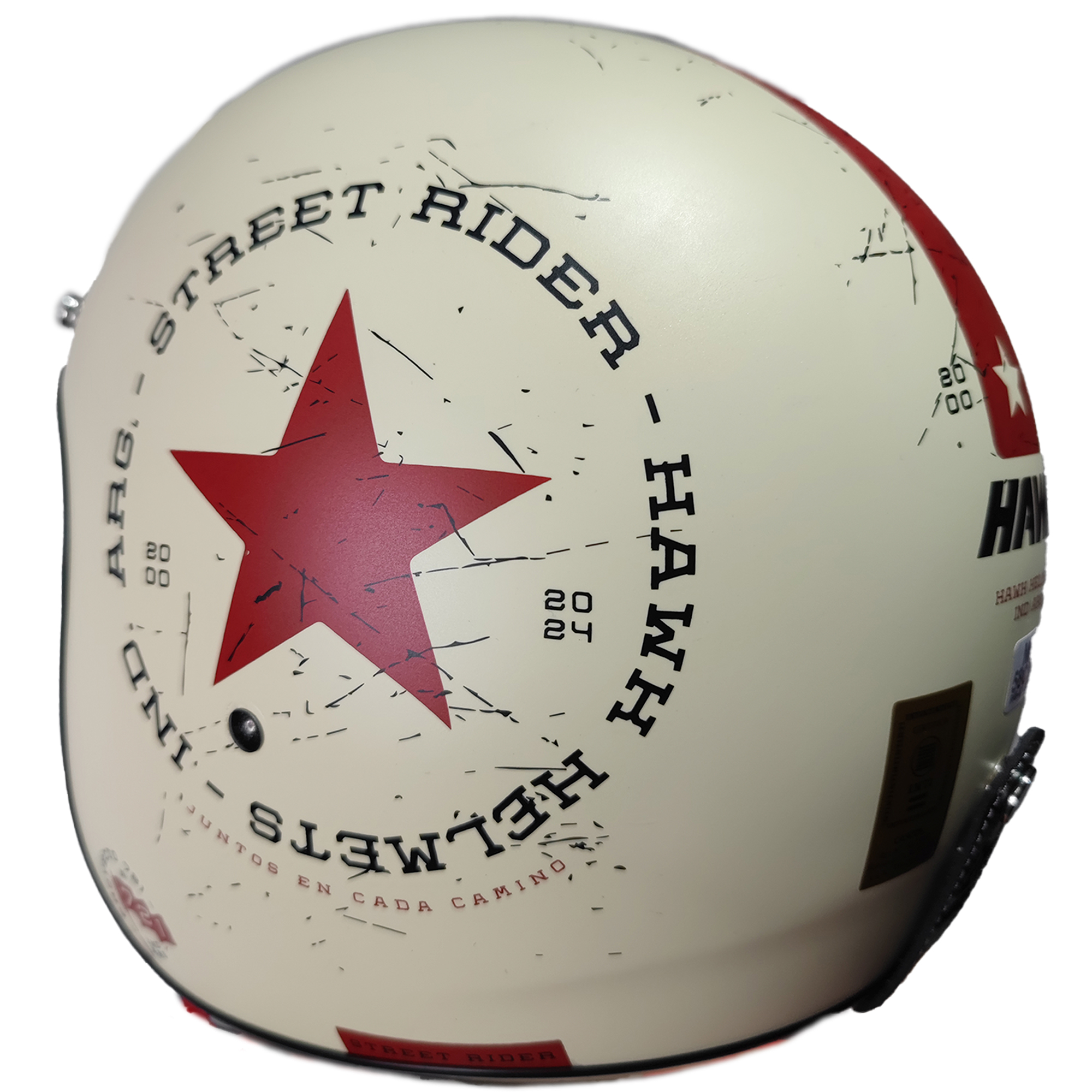 Casco Hawk 721 Street Rider Vainilla/Rojo Mate - Imagen 3