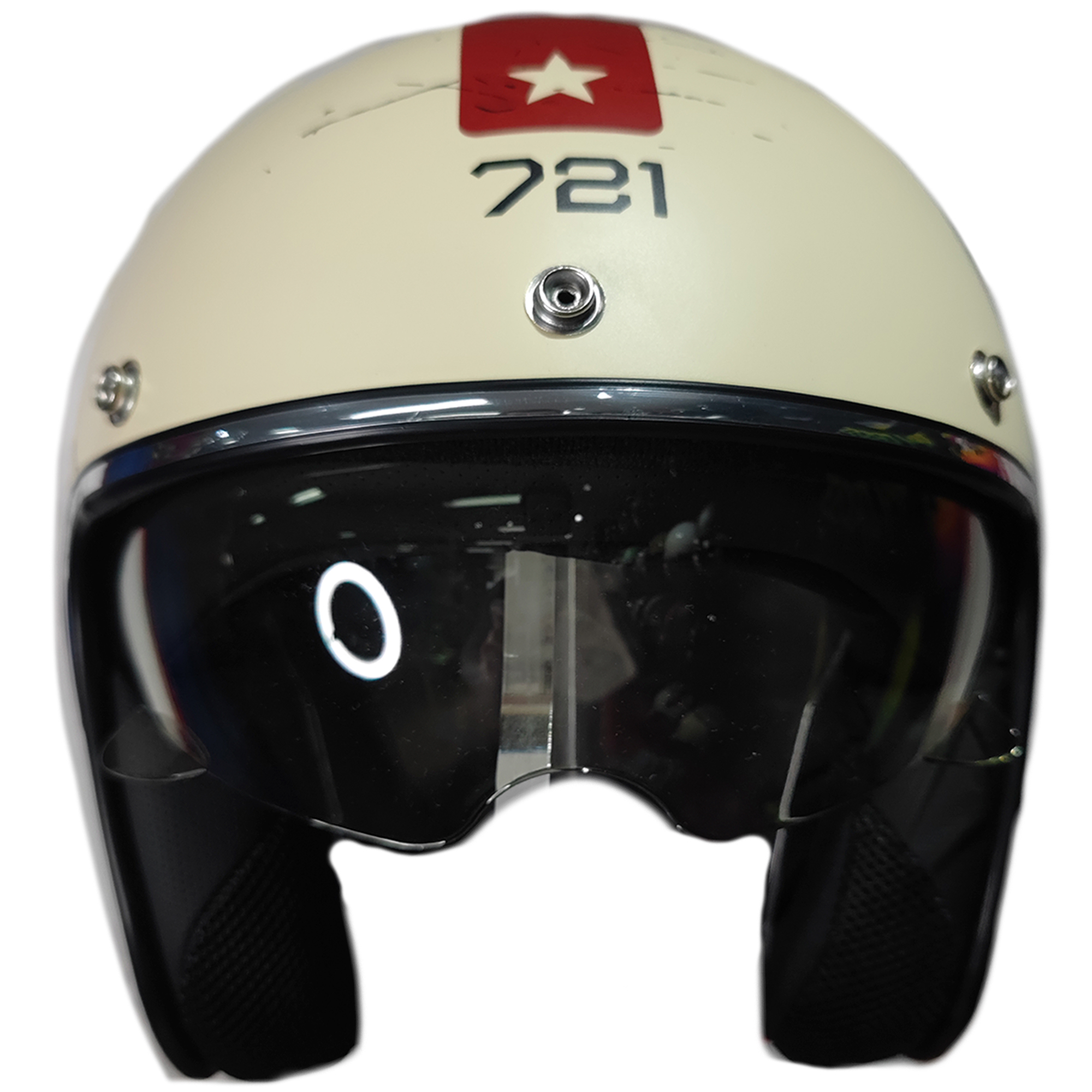 Casco Hawk 721 Street Rider Vainilla/Rojo Mate - Imagen 2