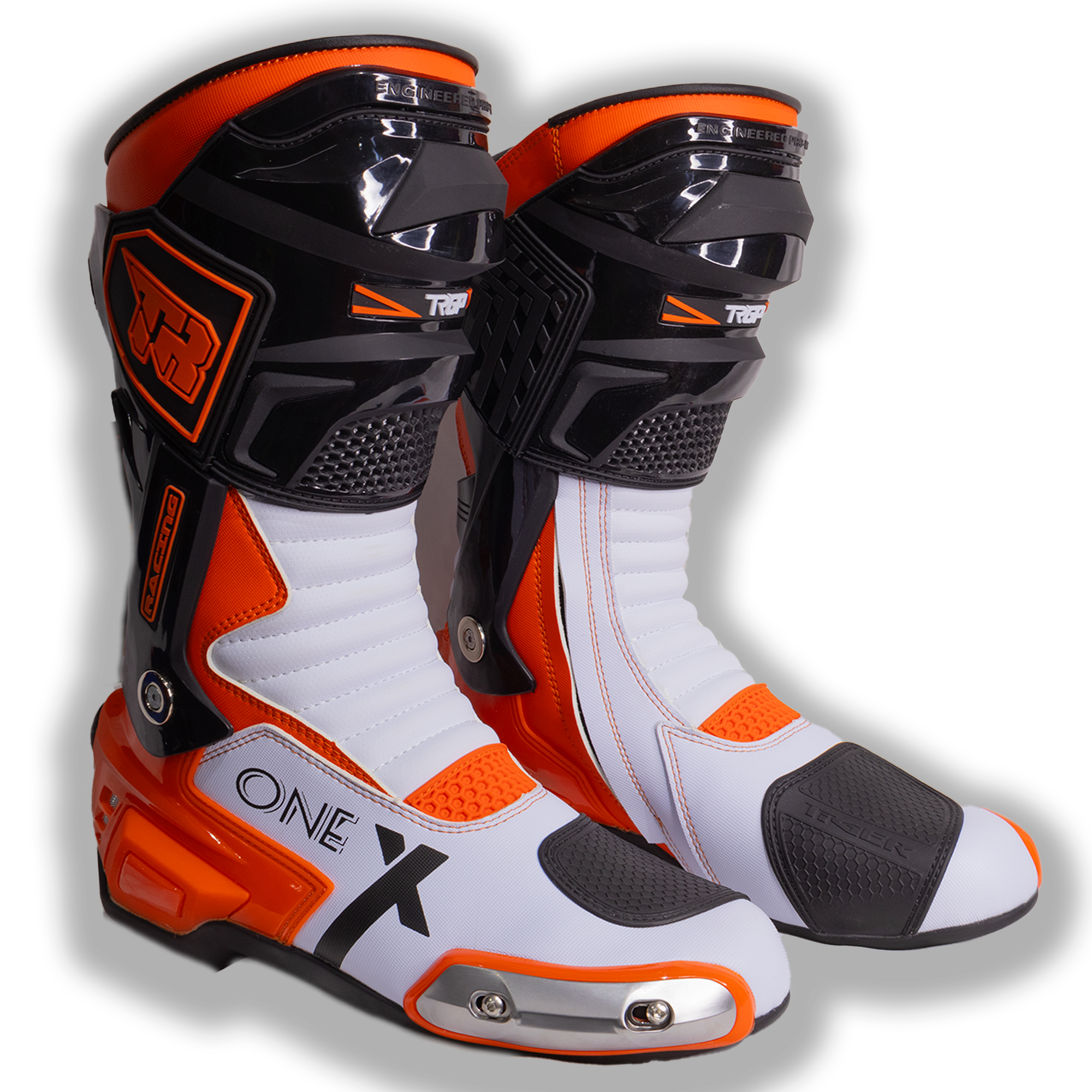 Botas de Pista Tiger Racing X-One Naranja/Blanco