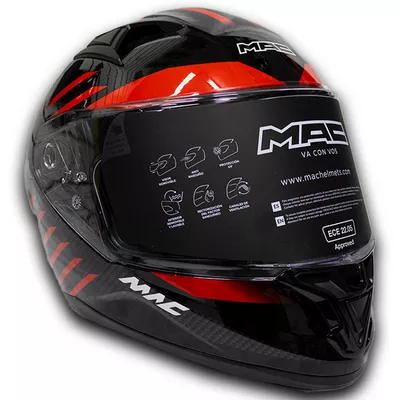 Casco Integral MAC Speed 2.0 Gripper Negro/Rojo brillante - Imagen 2