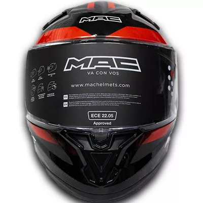 Casco Integral MAC Speed 2.0 Gripper Negro/Rojo brillante - Imagen 3
