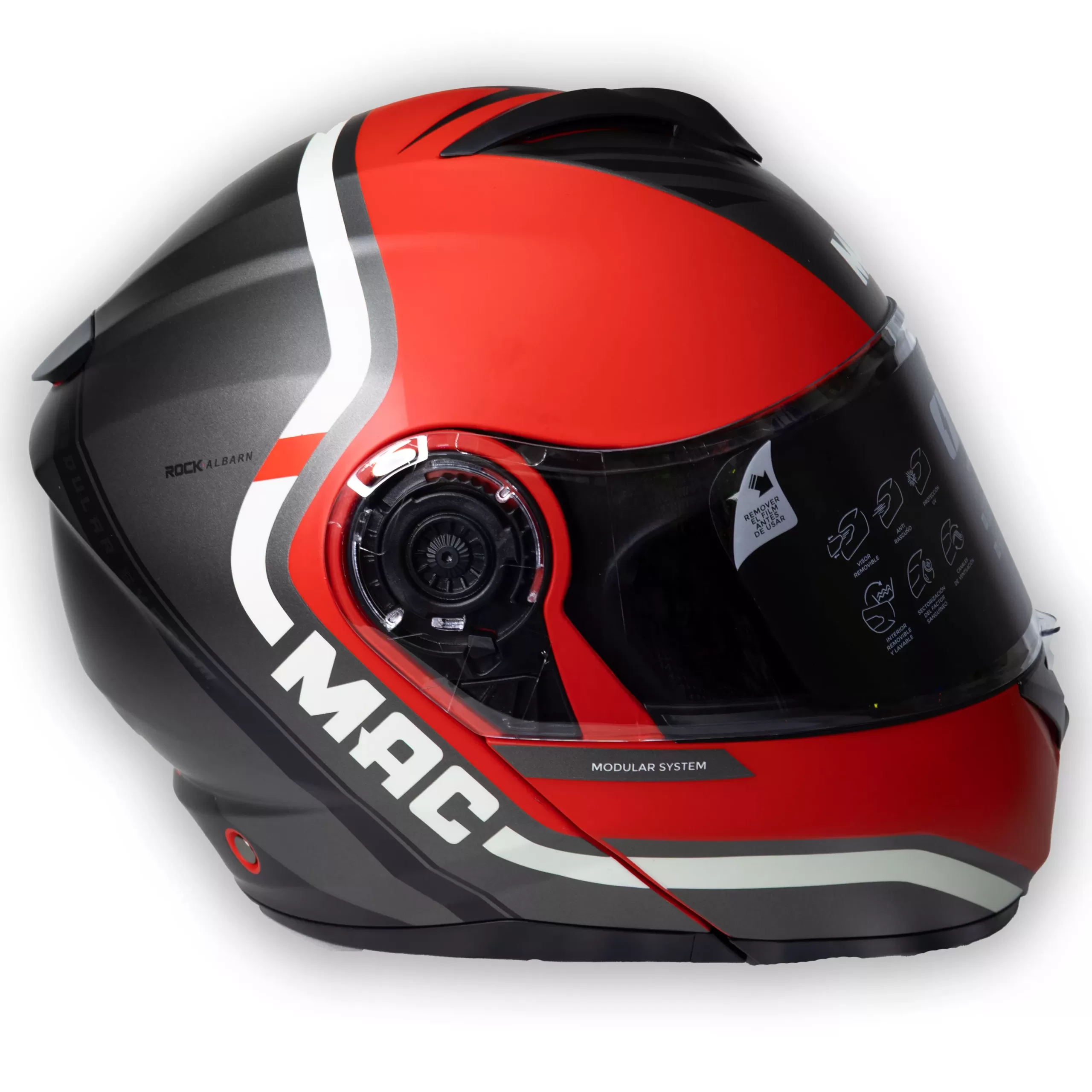 CASCO MAC REBATIBLE ALBARN Rojo/Negro