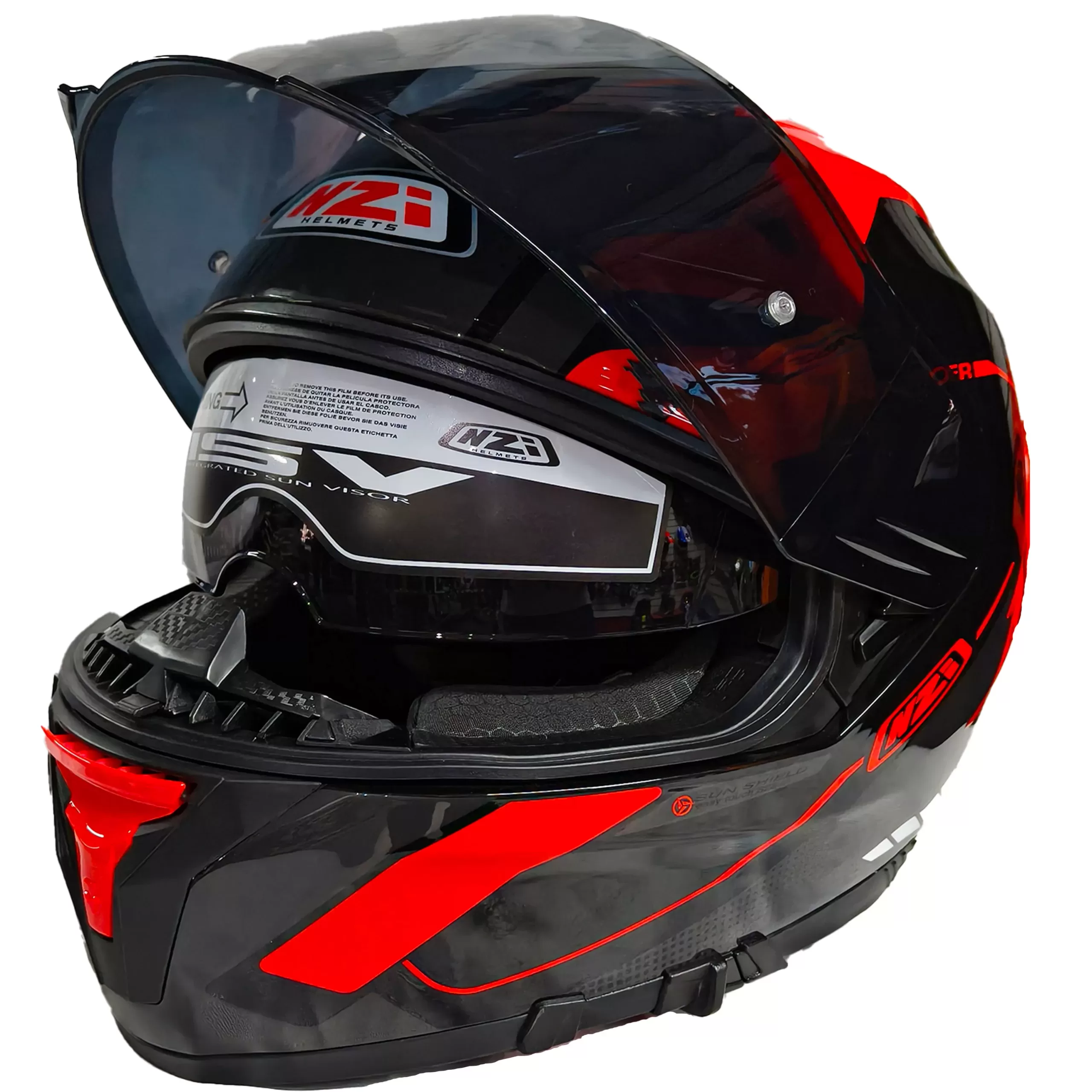 Casco NZI Go Rider Motion Negro/Rojo - Imagen 4
