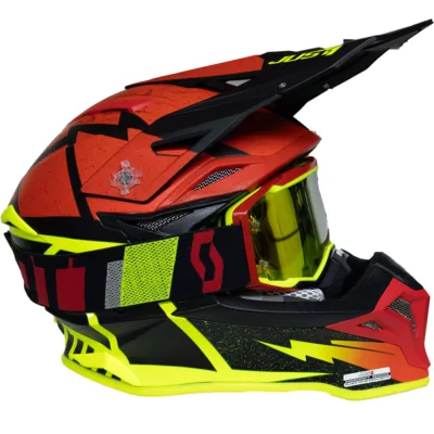 Casco Just1 Poseidon J39 + Antiparra - Amarillo/Rojo