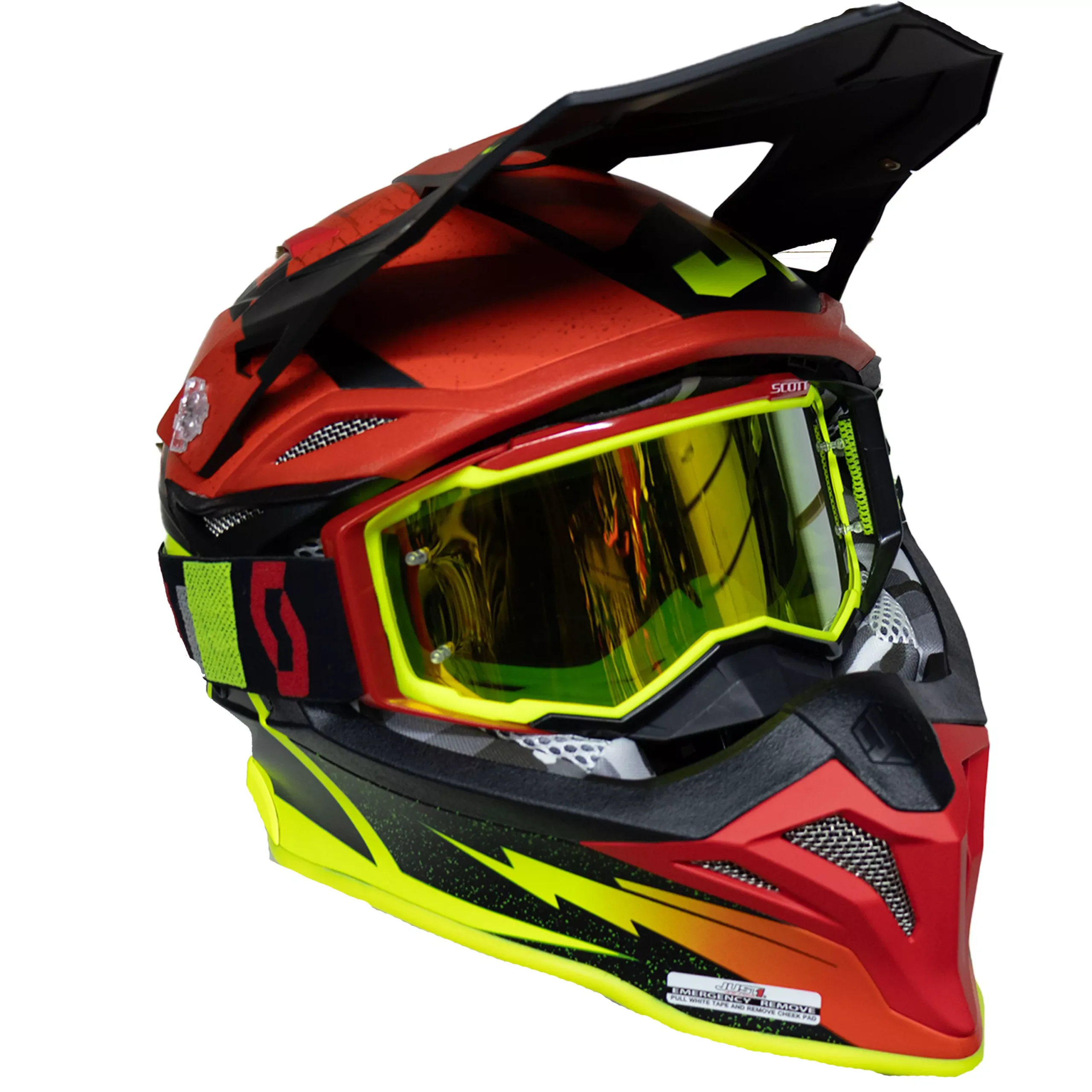 Casco Just1 Poseidon J39 + Antiparra - Amarillo/Rojo - Imagen 5