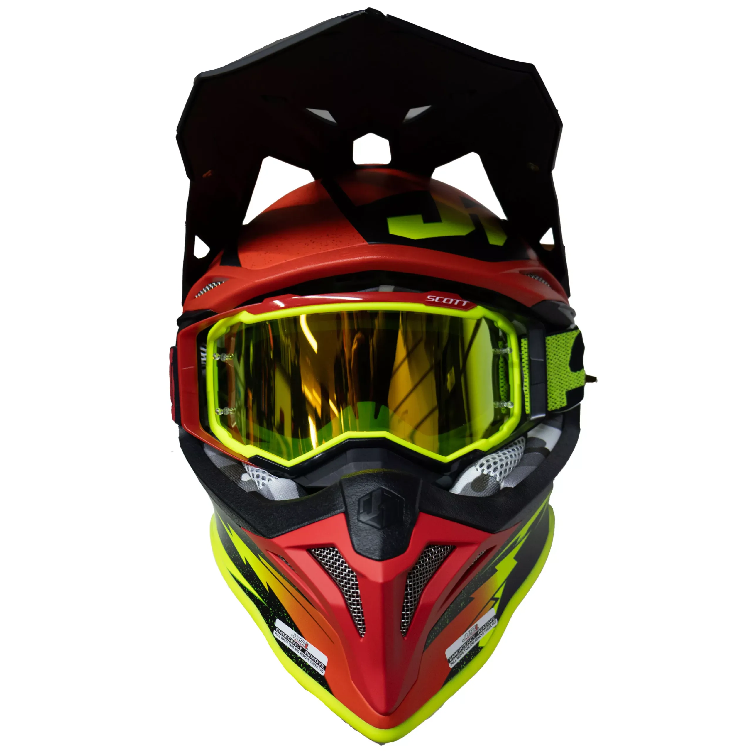 Casco Just1 Poseidon J39 + Antiparra - Amarillo/Rojo - Imagen 4