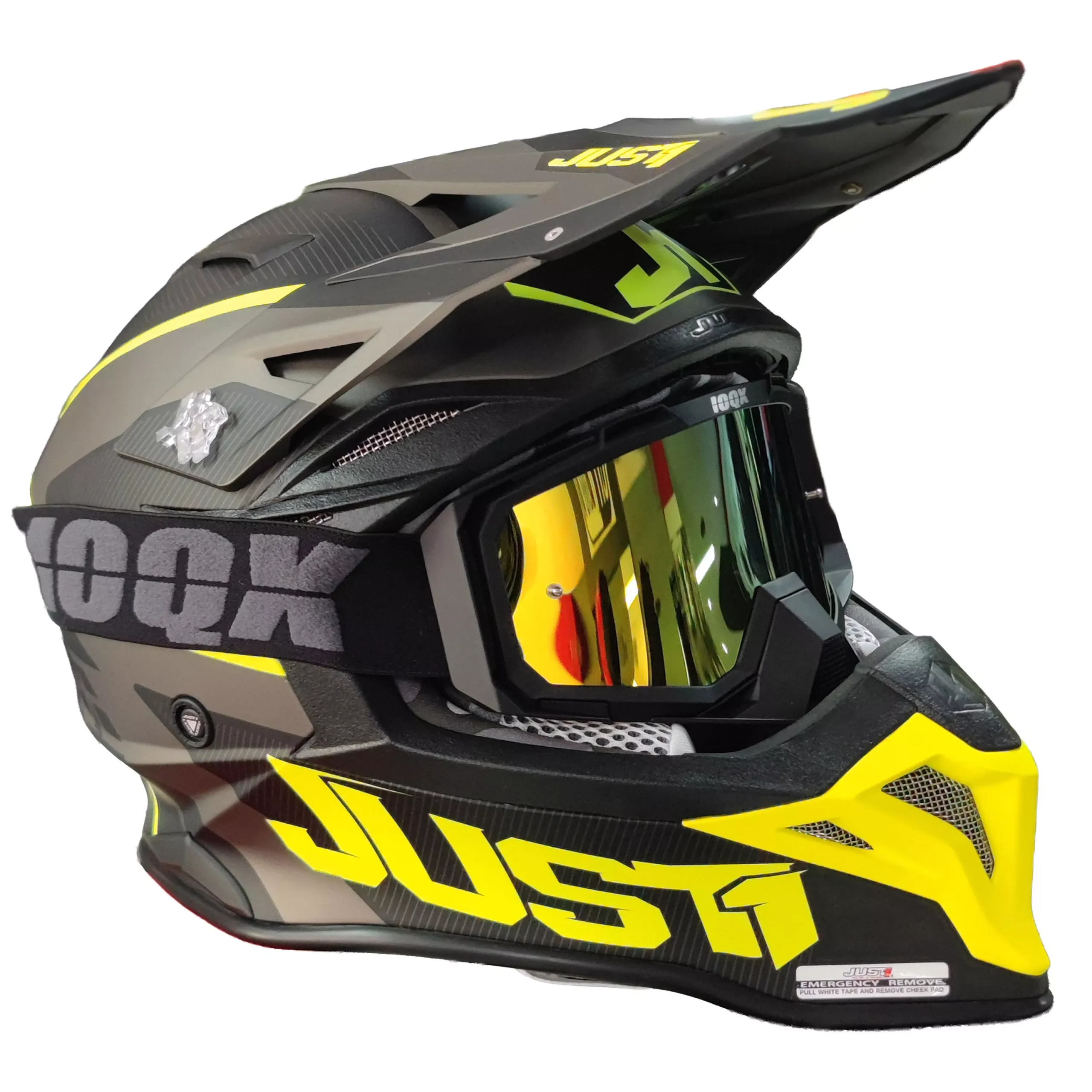 Casco Just1 Stars J39 + Antiparra - Negro/Amarillo/Gris