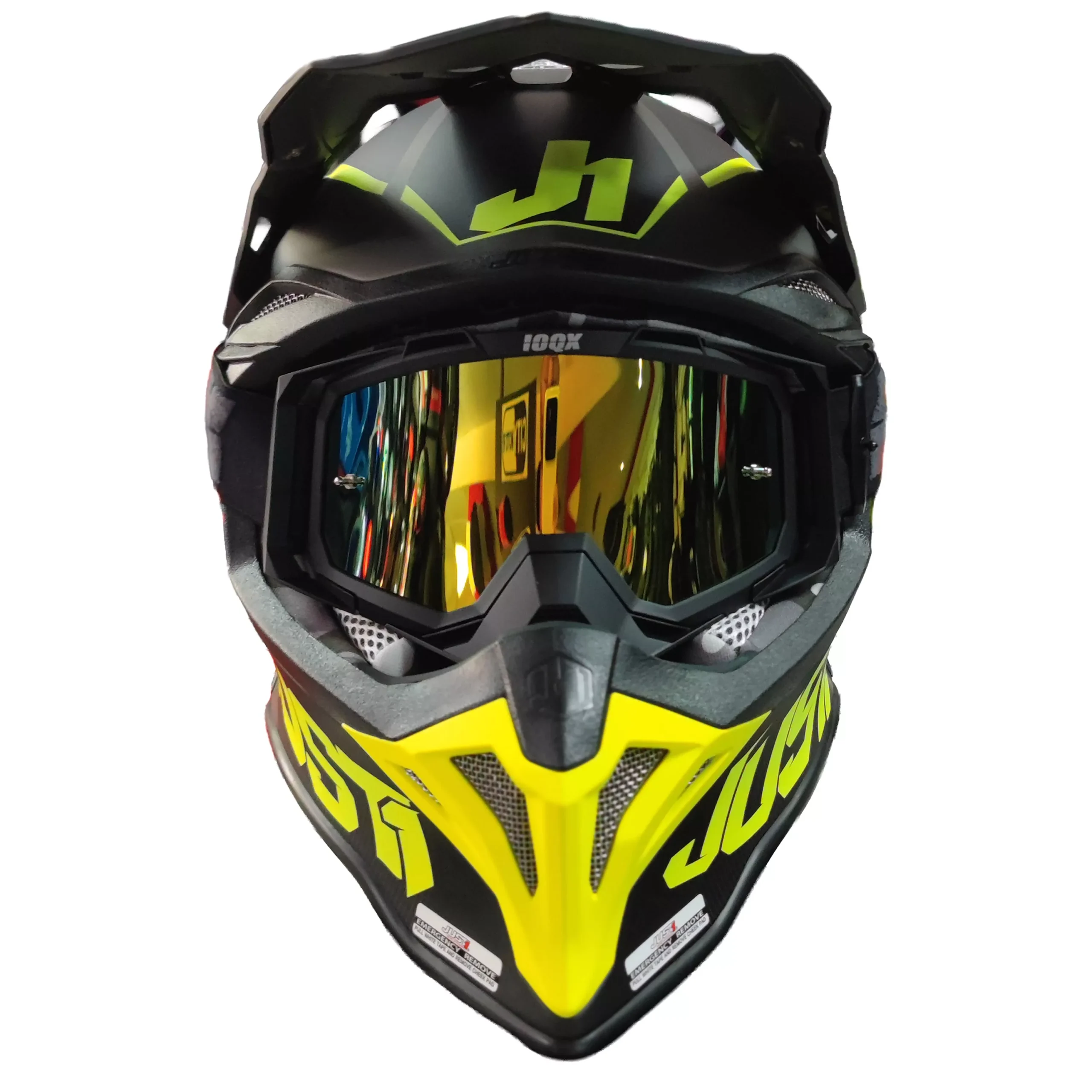 Casco Just1 Stars J39 + Antiparra - Negro/Amarillo/Gris - Imagen 2