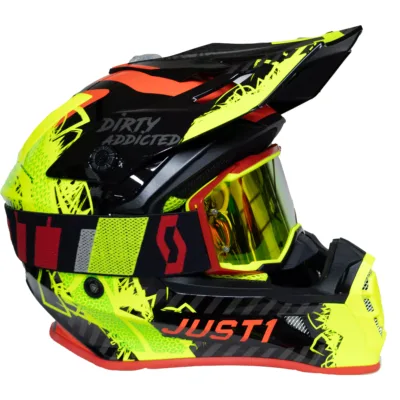 Casco Just1 Mask J38 + Antiparra - Amarillo/Rojo/Negro