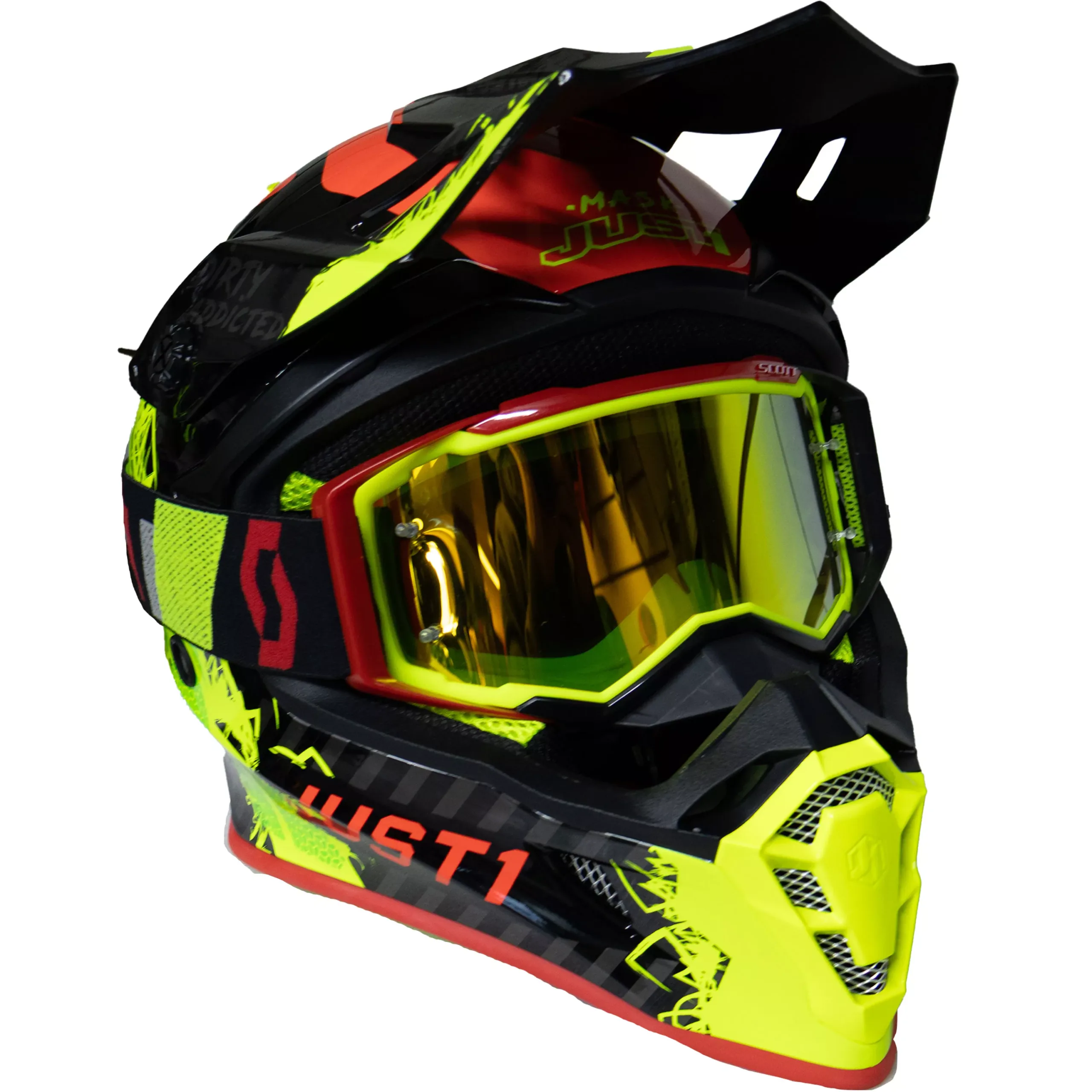 Casco Just1 Mask J38 + Antiparra - Amarillo/Rojo/Negro - Imagen 4