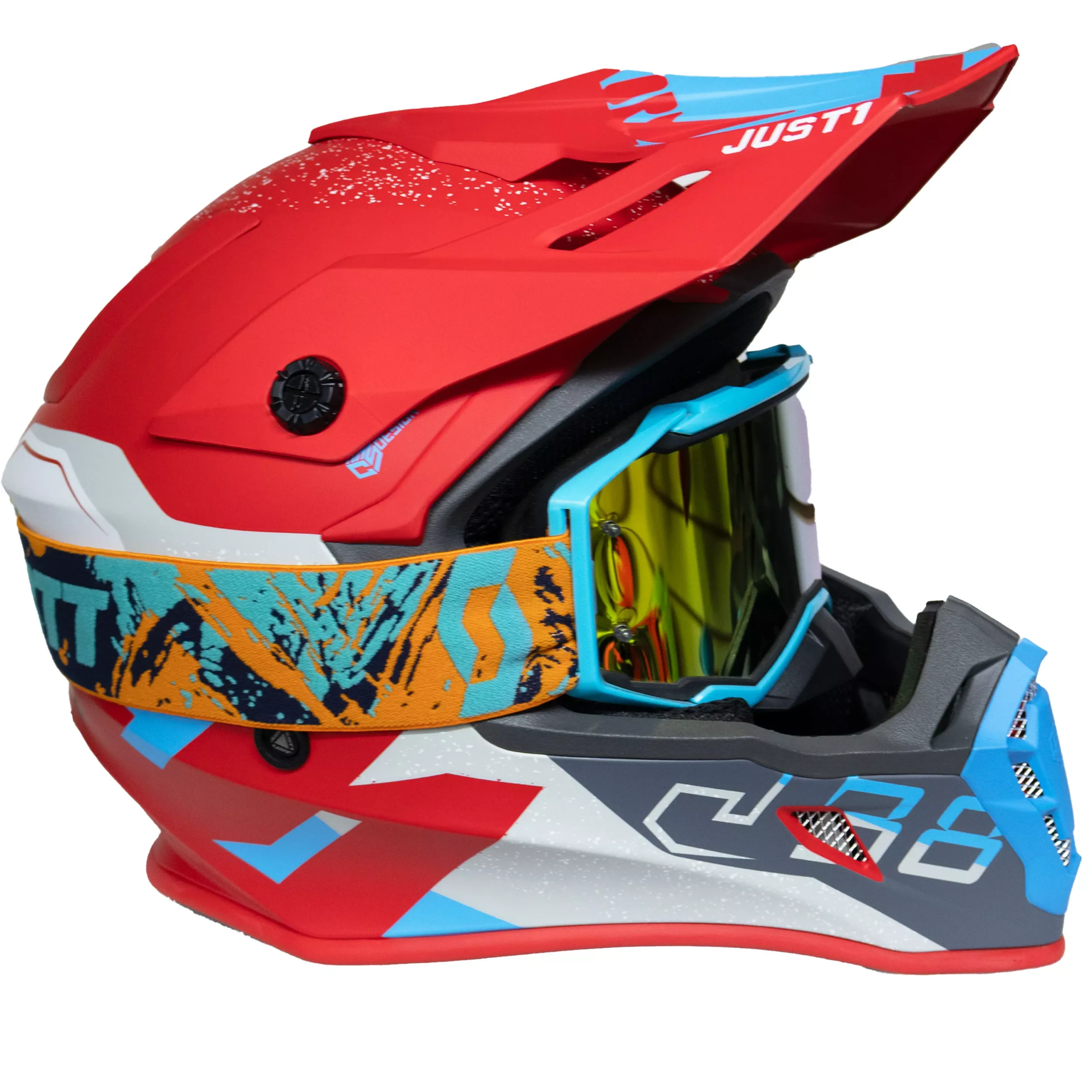 Casco Just1 Korner J38 + Antiparra - Azul/Rojo