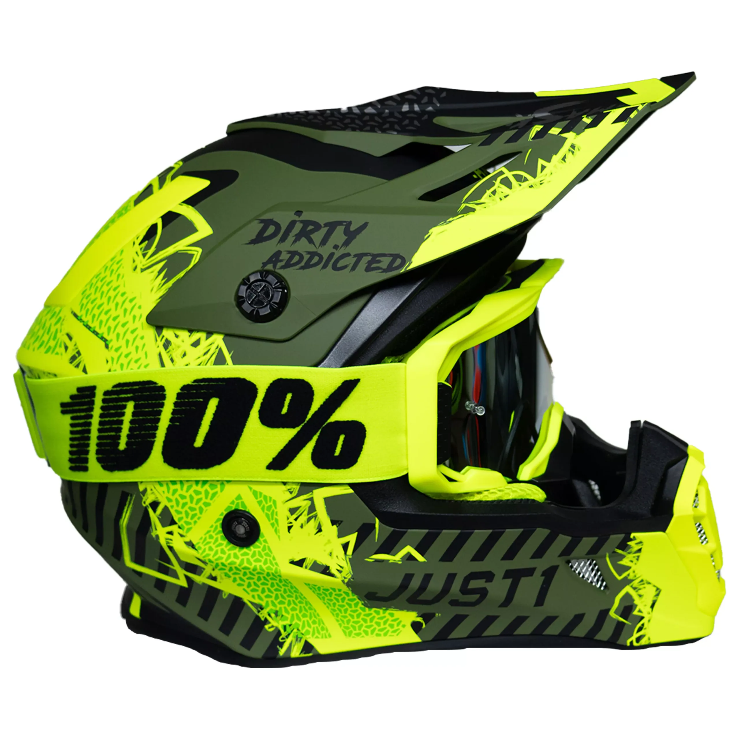 Casco Just1 Mask J38 + Antiparra - Amarillo/Negro/Verde