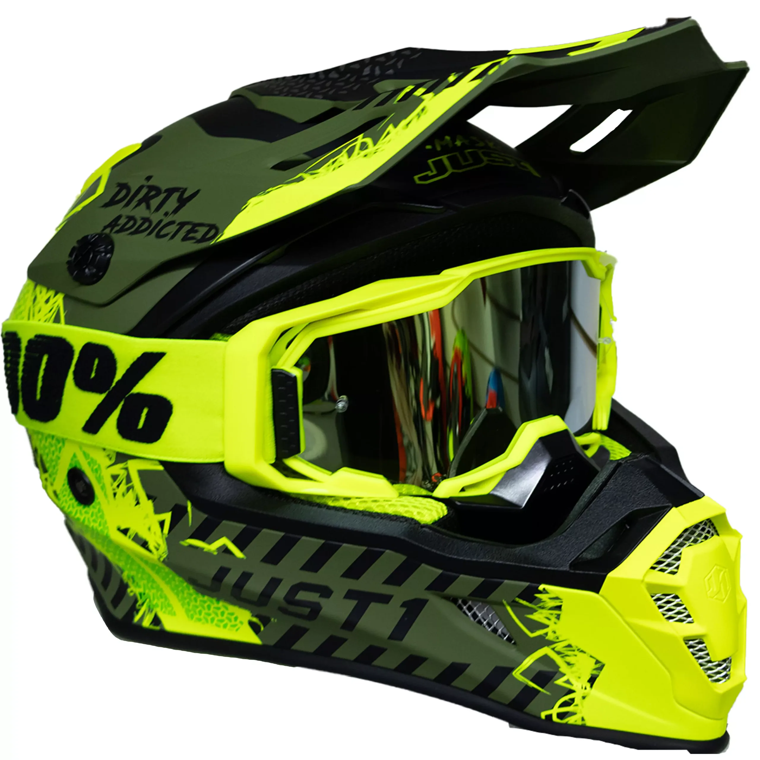 Casco Just1 Mask J38 + Antiparra - Amarillo/Negro/Verde - Imagen 3