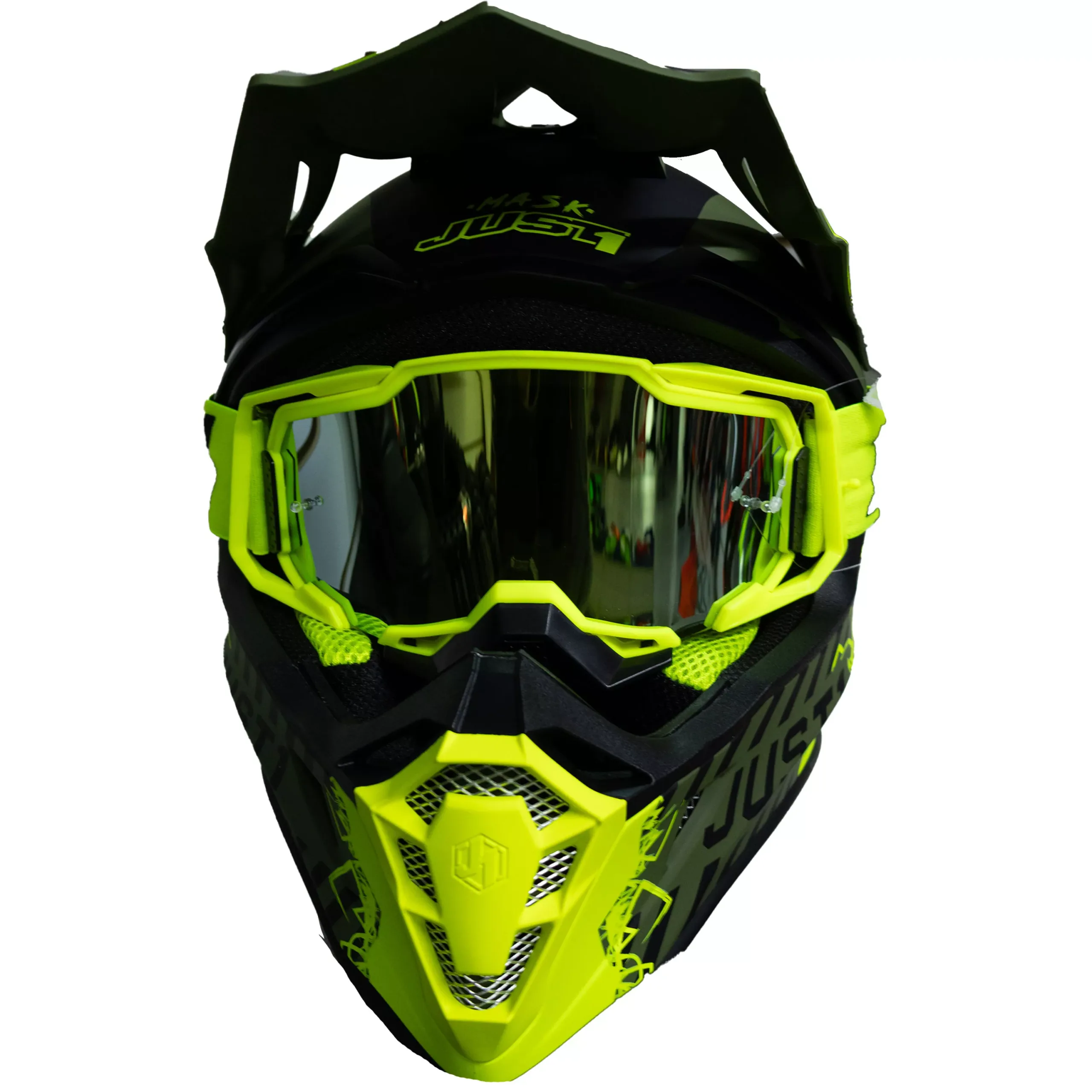 Casco Just1 Mask J38 + Antiparra - Amarillo/Negro/Verde - Imagen 2
