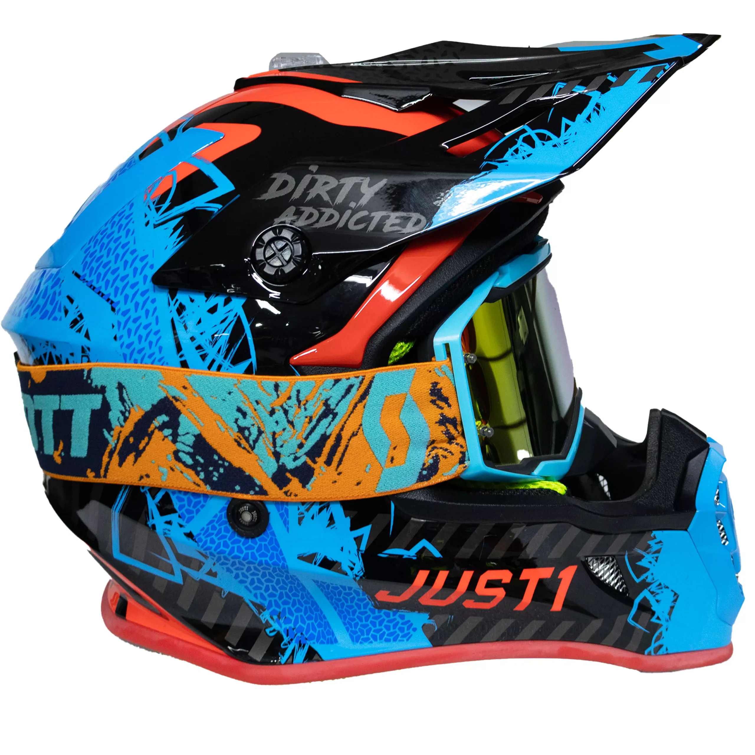 Casco Just1 Mask J38 + Antiparra - Azul/Rojo/Negro