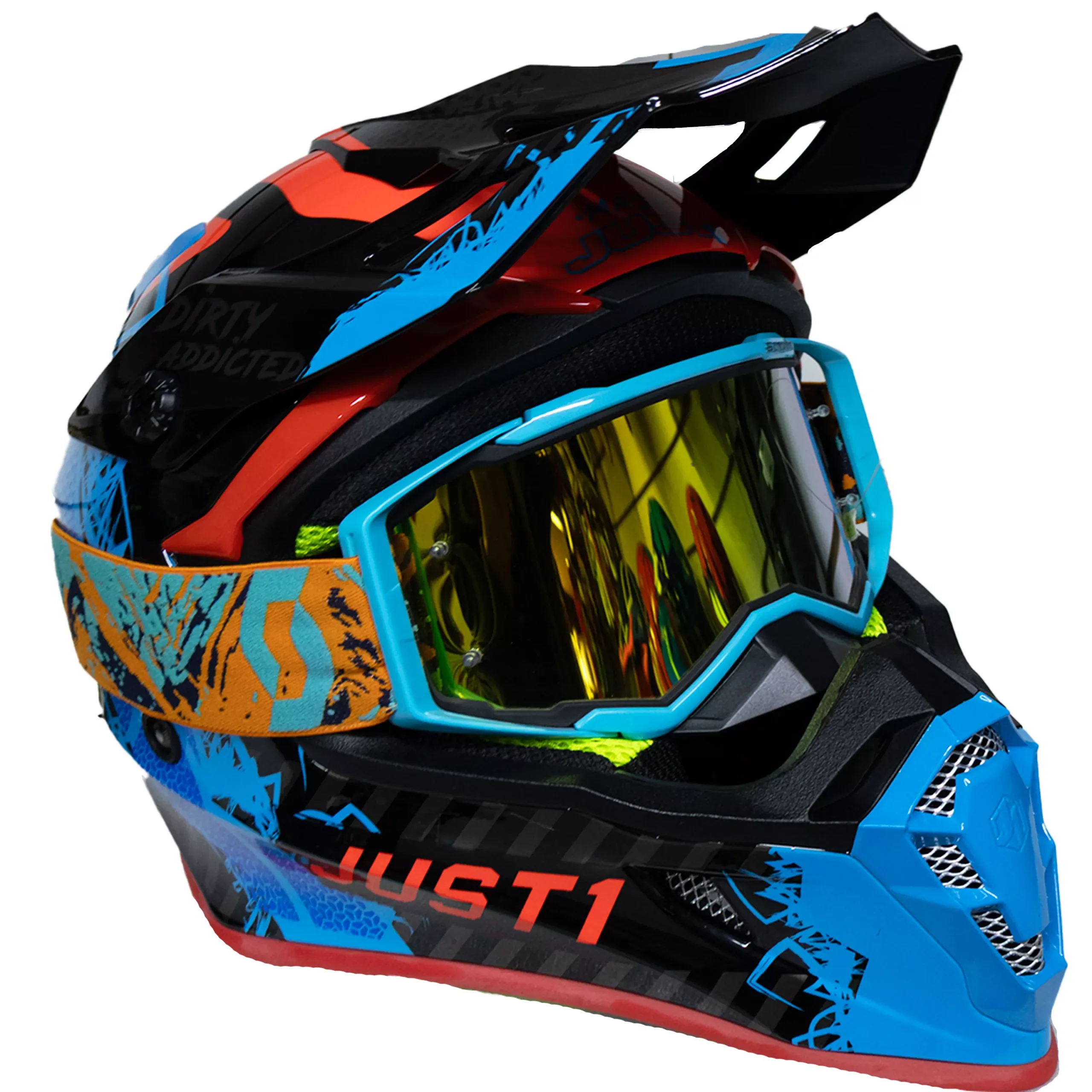 Casco Just1 Mask J38 + Antiparra - Azul/Rojo/Negro - Imagen 3