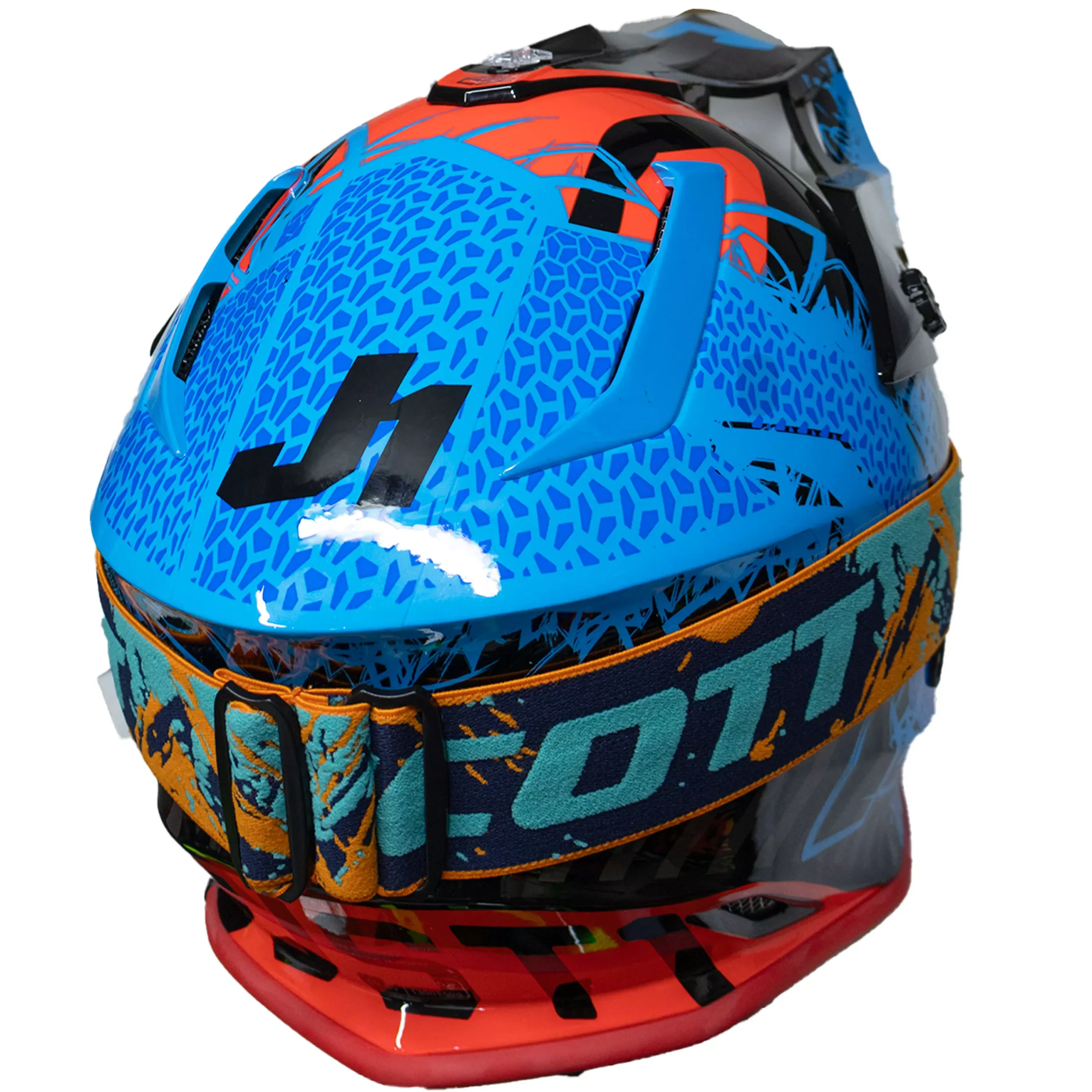 Casco Just1 Mask J38 + Antiparra - Azul/Rojo/Negro - Imagen 4