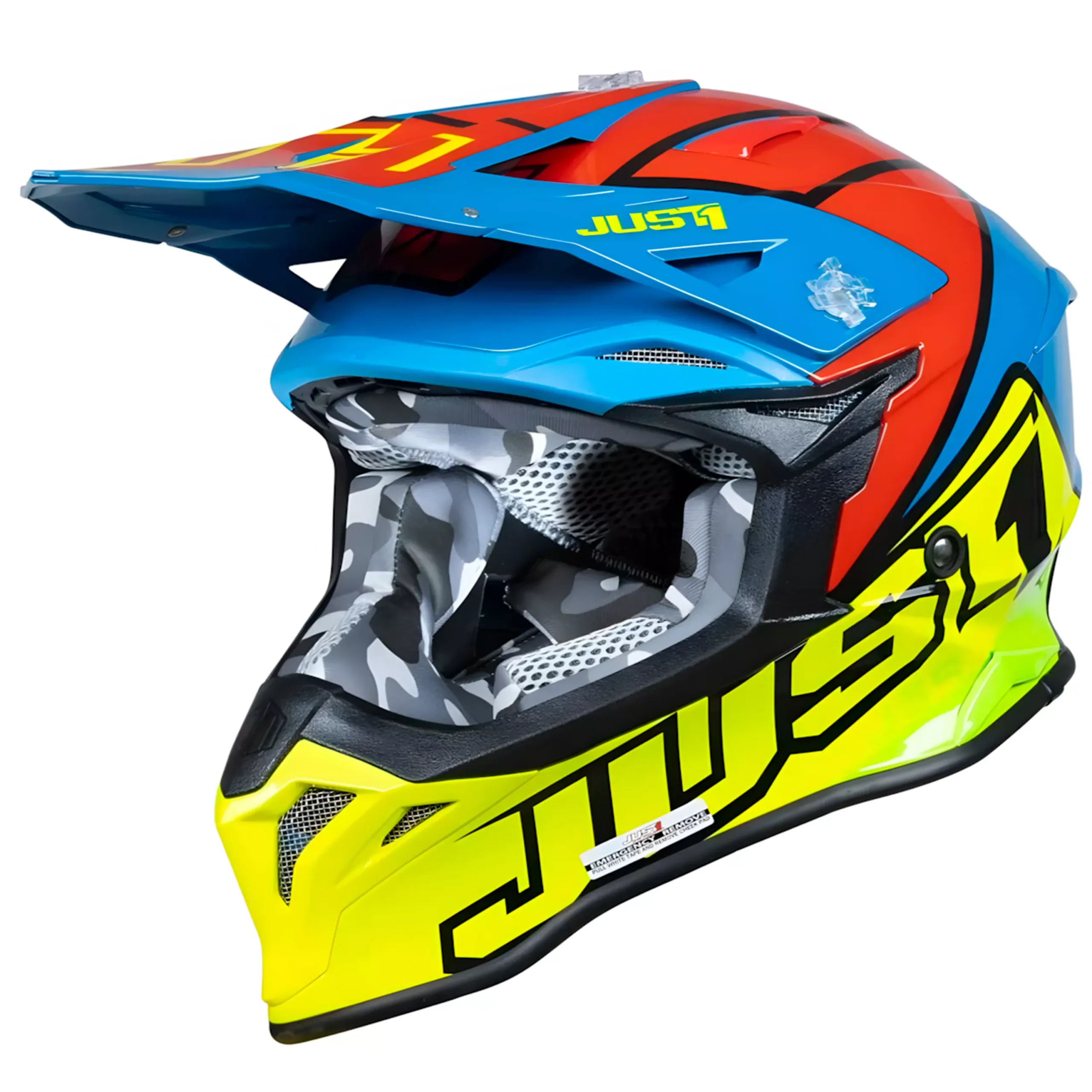 Casco Just1 Thruster J39 + Antiparra - Amarillo/Rojo/Azul - Imagen 2