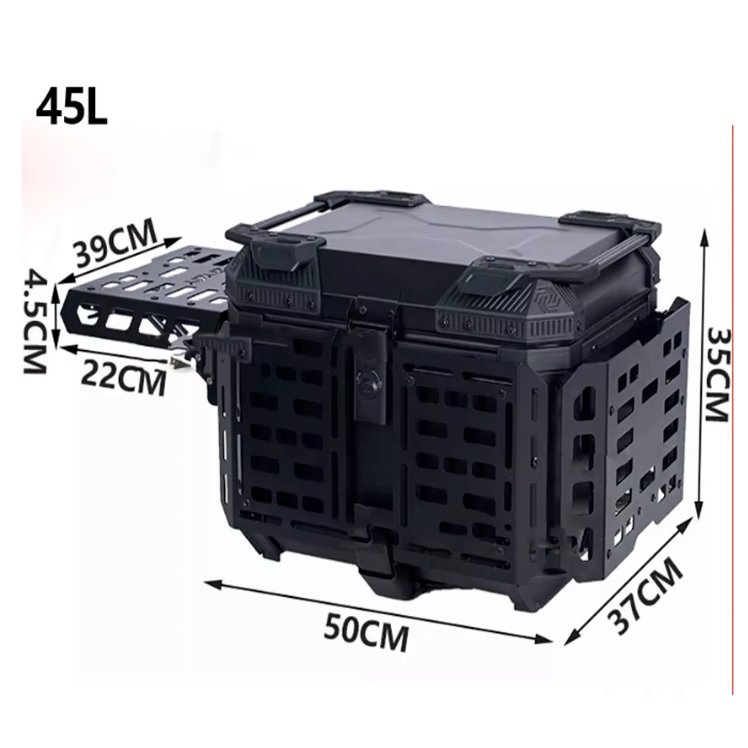 Baul Desmontable Aluminio 45L Con Reja - Negro - Imagen 2
