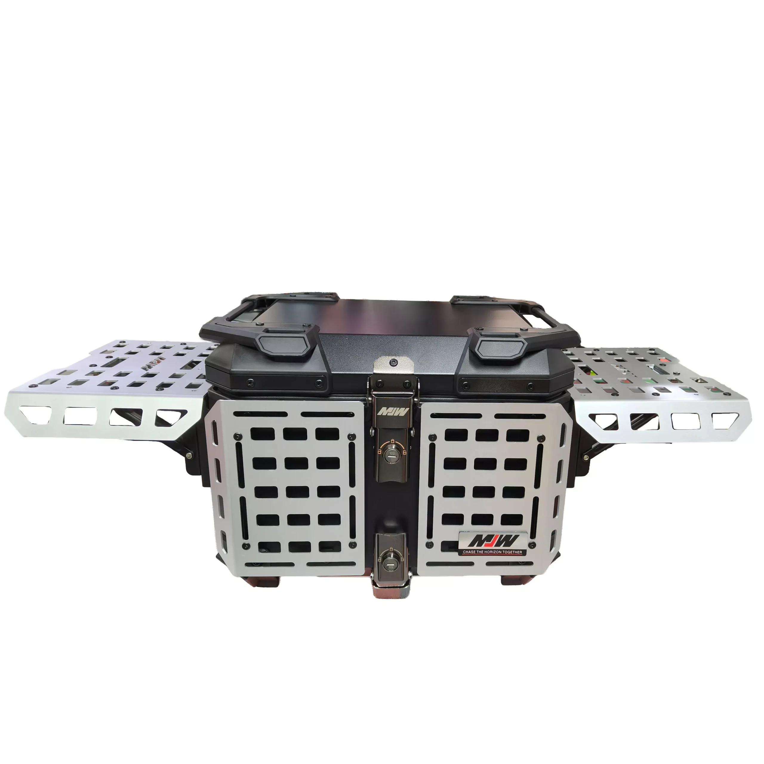 Baul Desmontable Aluminio 45L Con Reja - Negro/Plata