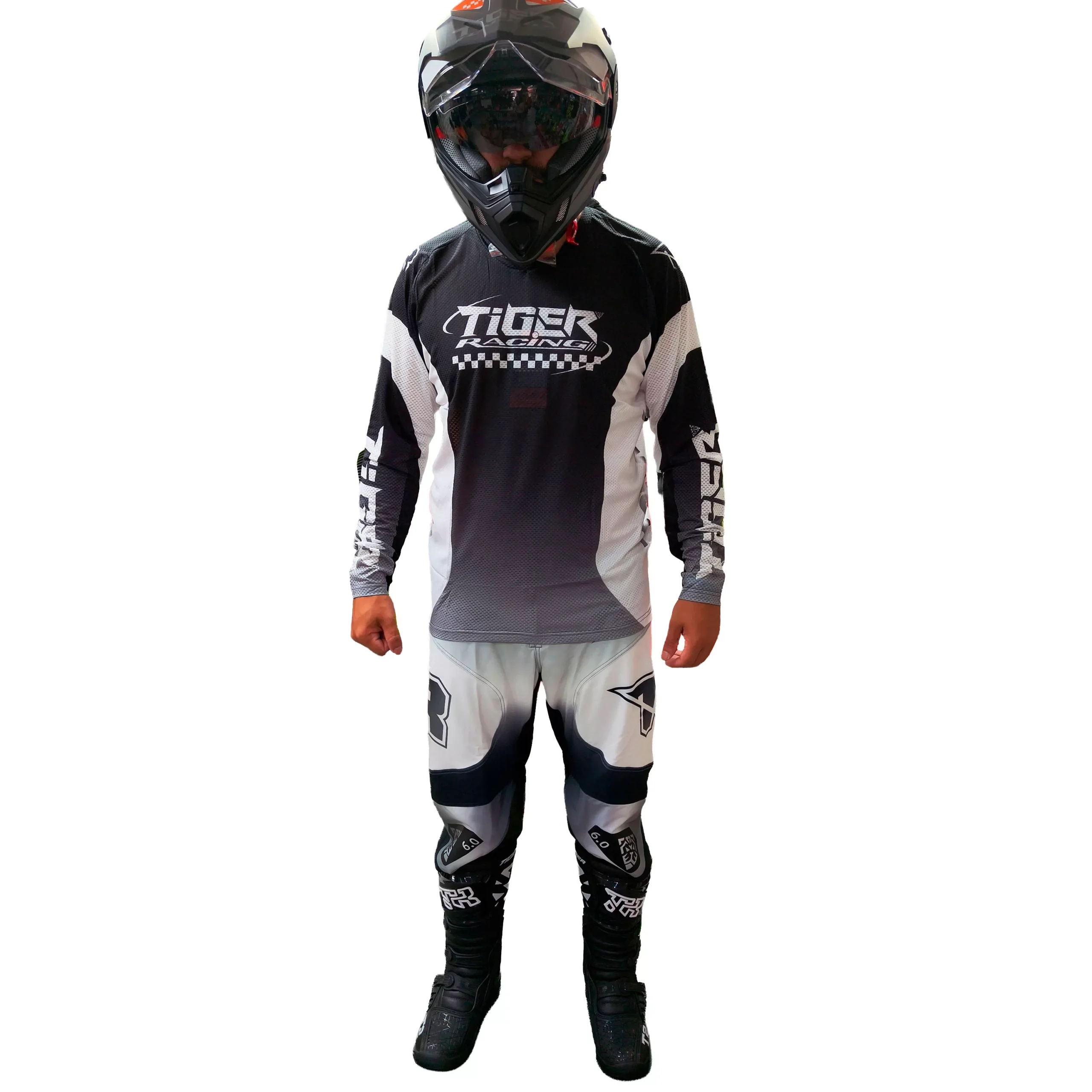 Conjunto Motocross Tiger Racing - Blanco/Gris