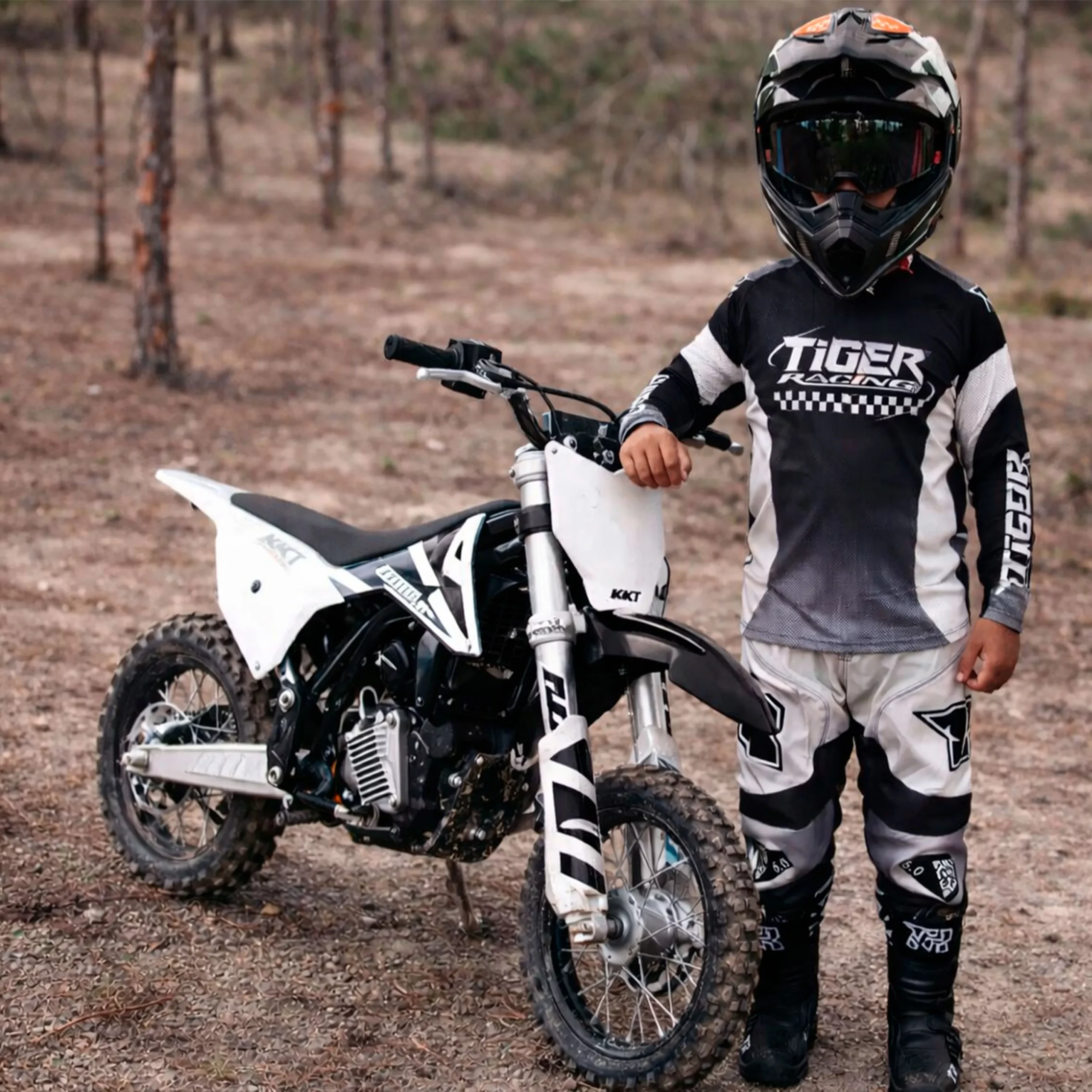 Conjunto Motocross Tiger Racing Para Niño - Negro/Blanco - Imagen 2