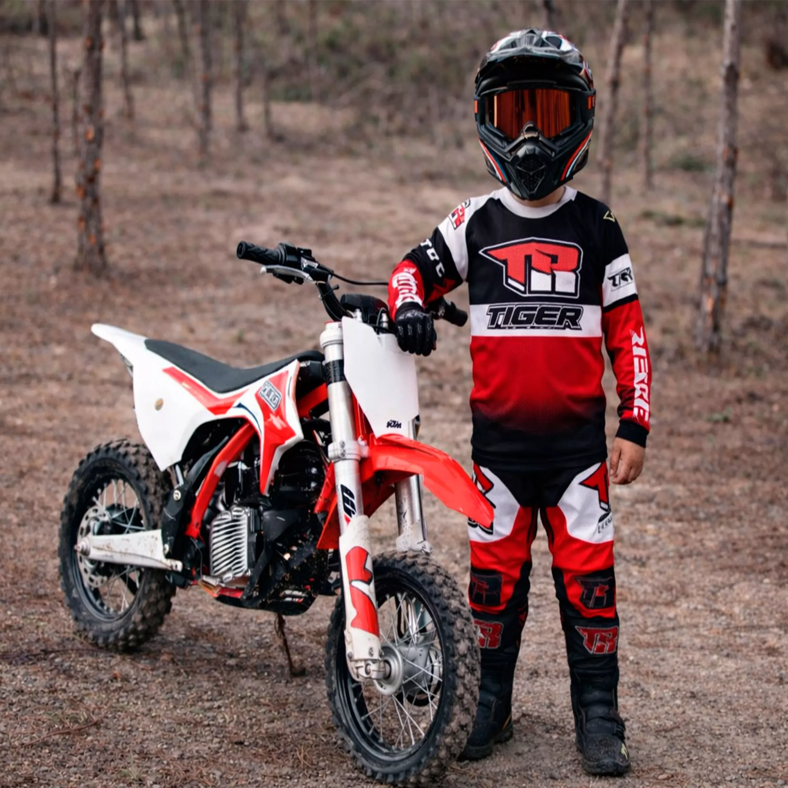 Conjunto Motocross Tiger Racing Para Niño - Rojo/Blanco - Imagen 2