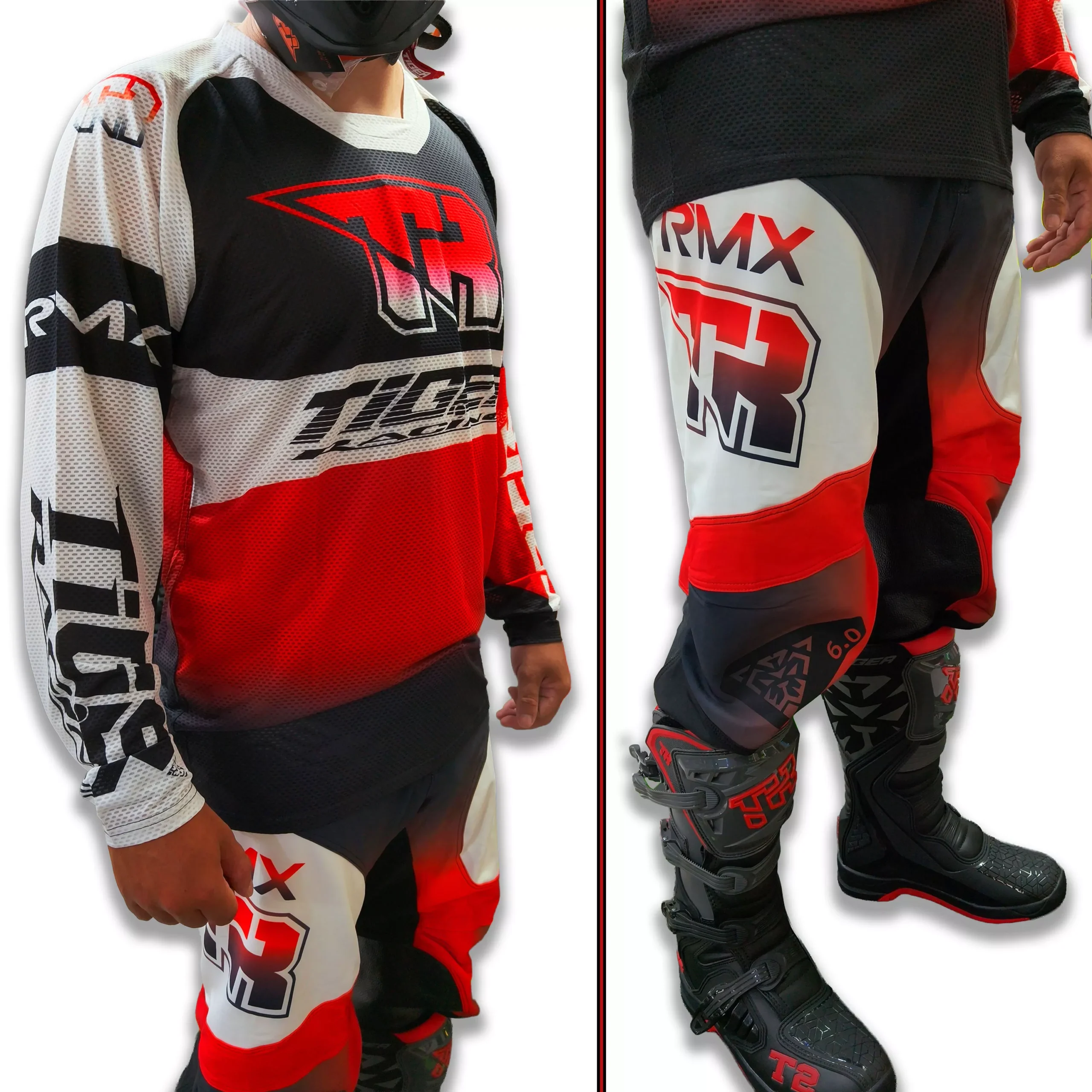 Conjunto Motocross Tiger Racing - Rojo/Blanco/Negro - Imagen 5